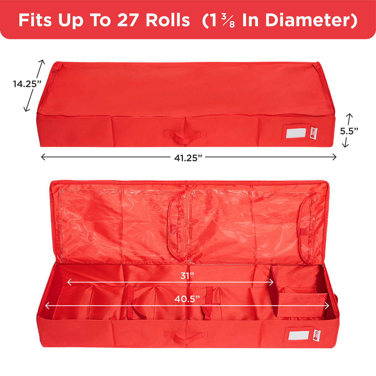 Wrapping Paper Storage Container Up to 40” Rolls Fits up to 27 Rol