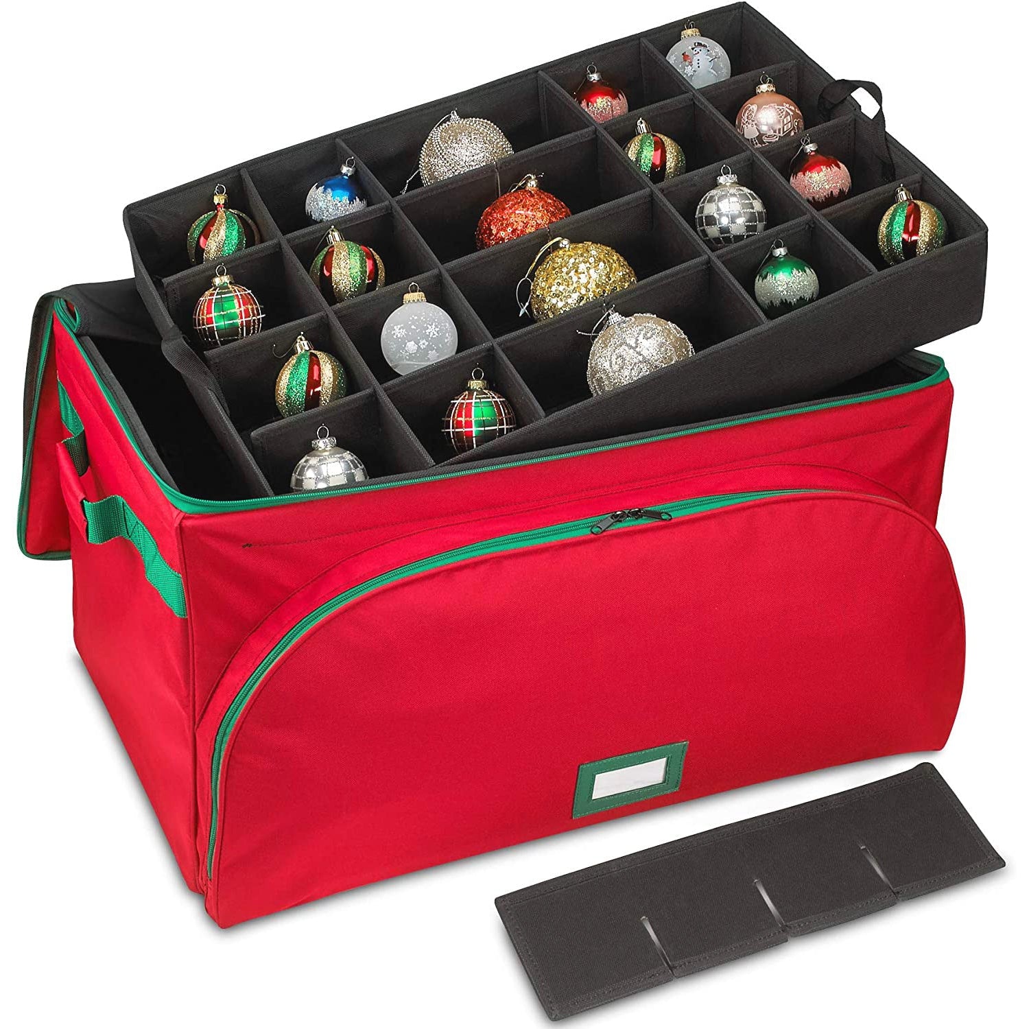 Christmas Ornament Storage Containers – Holds Up to 72- 4” ornaments Durable 600D Fabric - Adjustable Dividers - 3 Individual Trays – Metal Frame