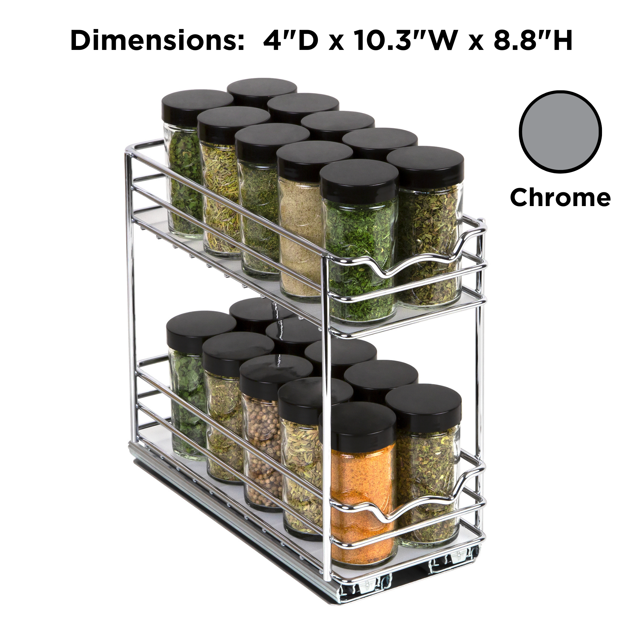 Spice Rack Organizer for Cabinet - Pull Out Double Tier Spice Rack