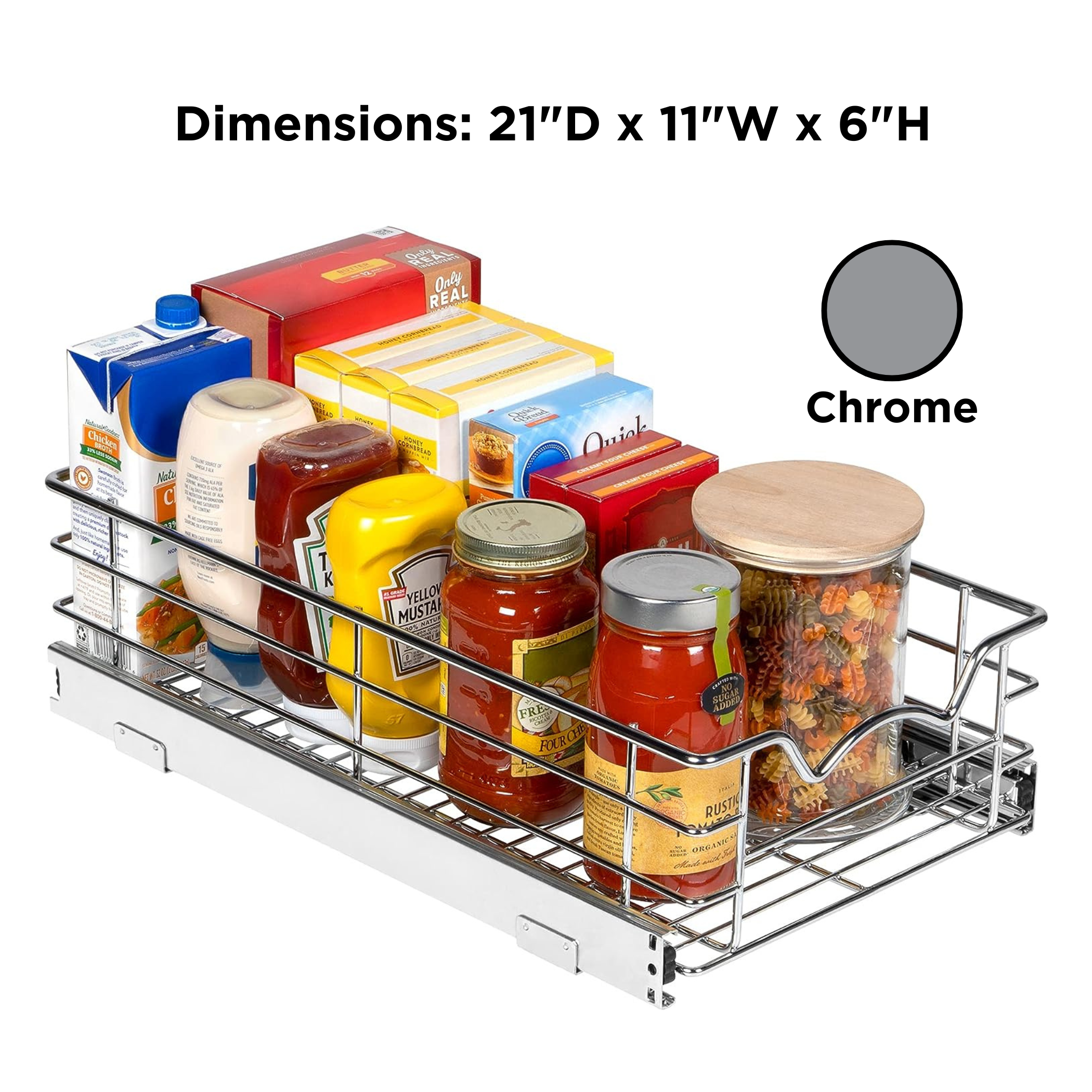 Cabinet Pull Out Shelves – 5” High Slide Out Cabinet Organizer Basket –  Hold N' Storage