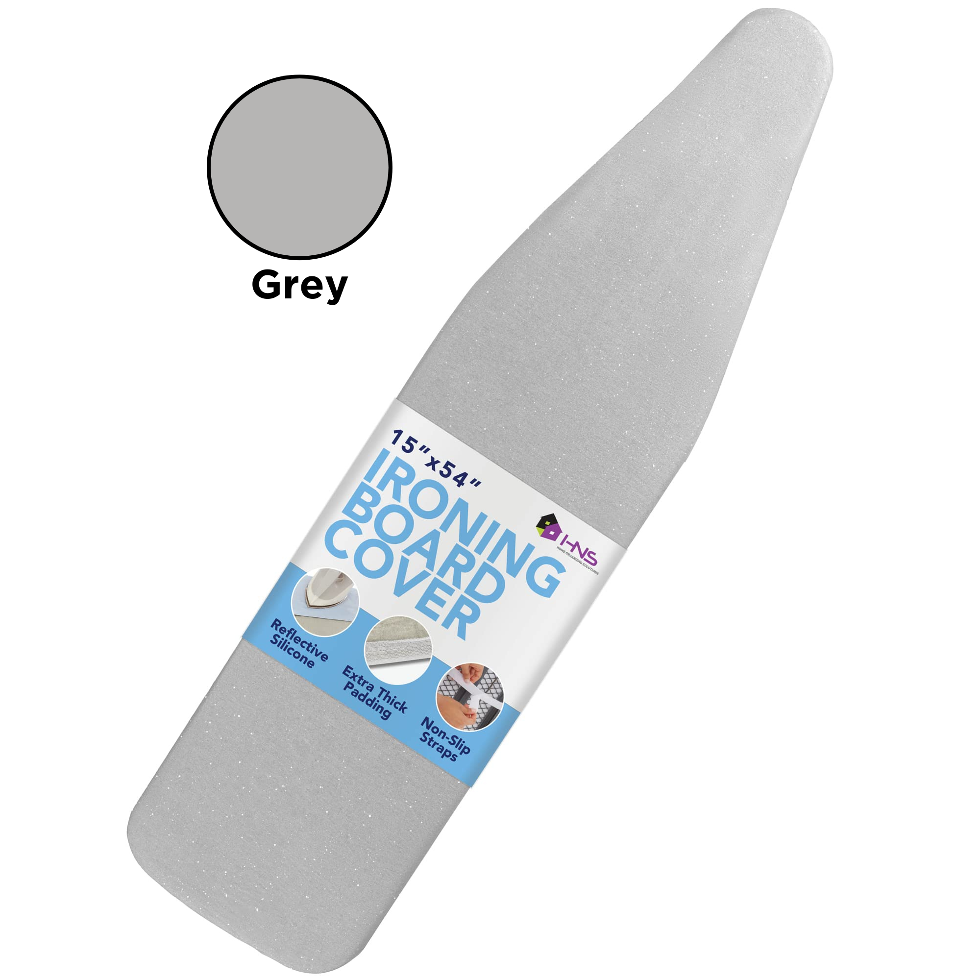 Hold N' Storage Ironing Board Cover and Pad - 15" x 54" - Iron Board Cover Large Fits All Standard Sizes - Heat Reflective Iron Pad for Table Top