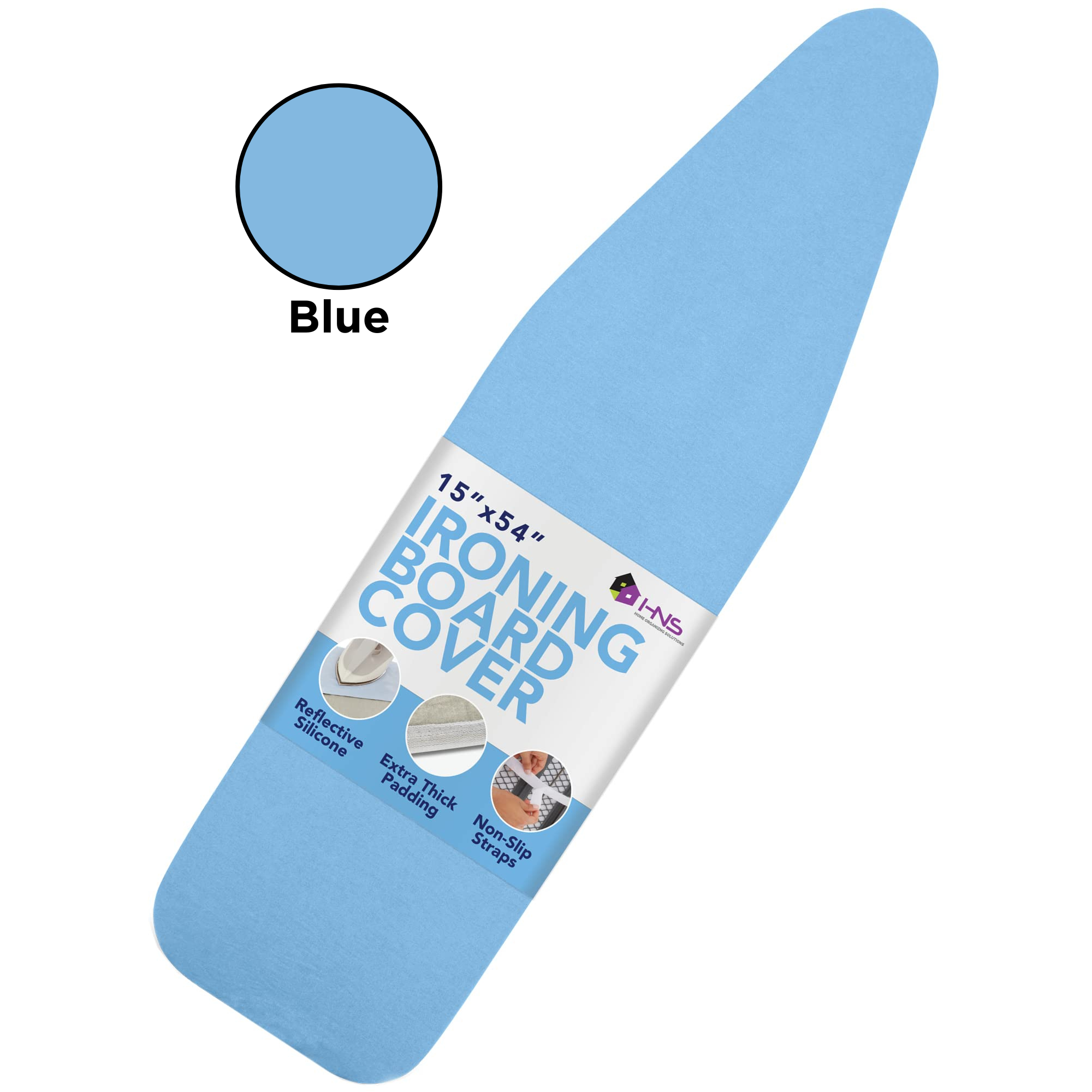 Hold N' Storage Ironing Board Cover and Pad - 15" x 54" - Iron Board Cover Large Fits All Standard Sizes - Heat Reflective Iron Pad for Table Top