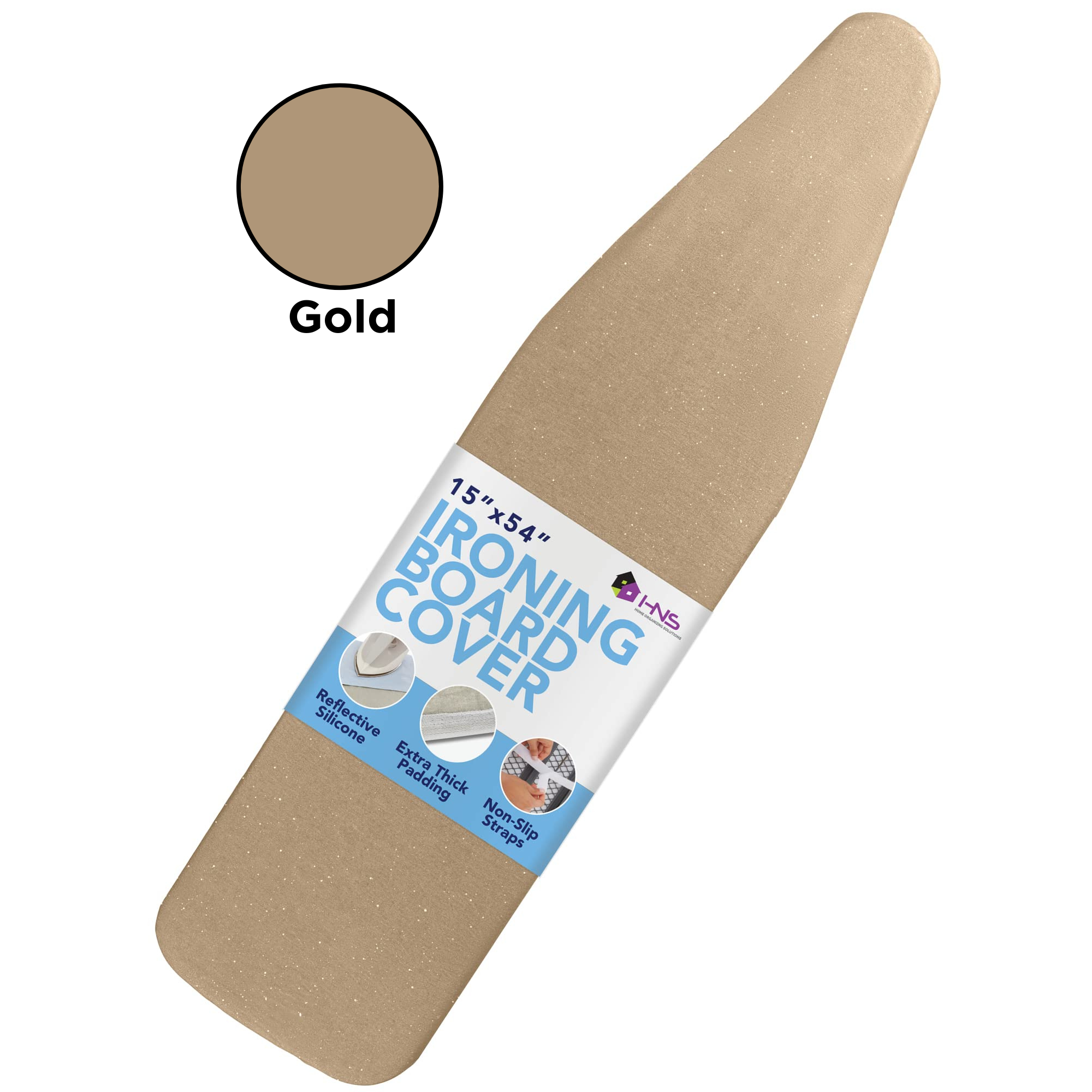 Hold N' Storage Ironing Board Cover and Pad - 15" x 54" - Iron Board Cover Large Fits All Standard Sizes - Heat Reflective Iron Pad for Table Top