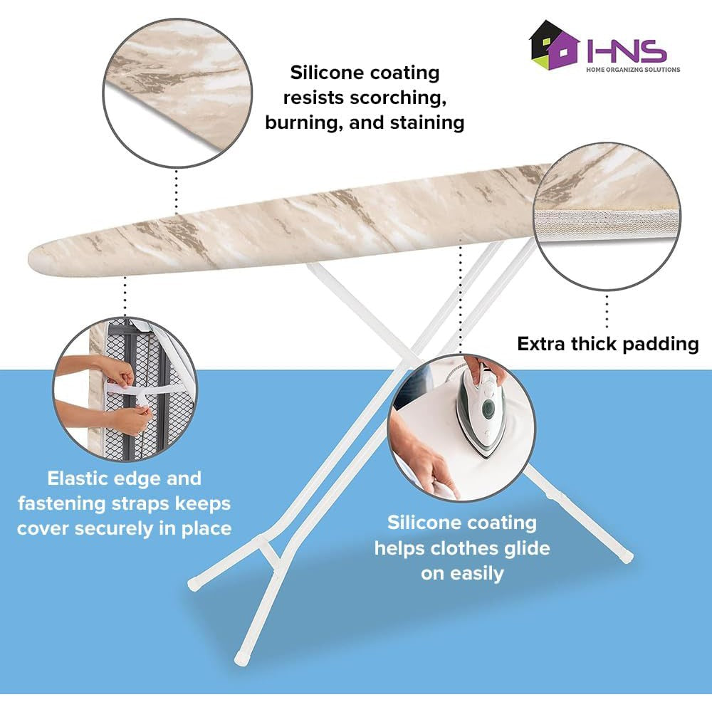 Hold N' Storage Ironing Board Cover and Pad - 15" x 54" - Iron Board Cover Large Fits All Standard Sizes - Heat Reflective Iron Pad for Table Top
