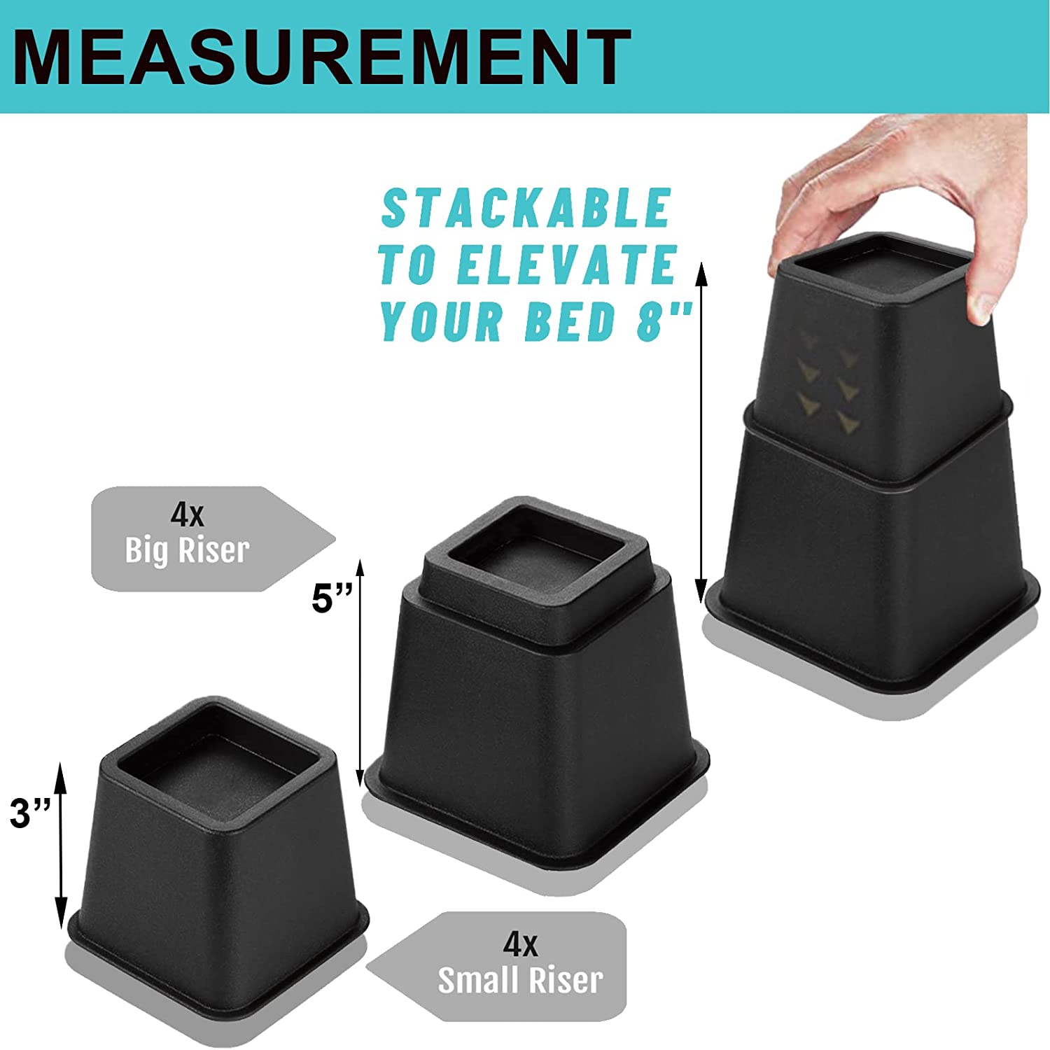 HOLDN’ STORAGE Bed Risers, Furniture Risers - Heavy Duty