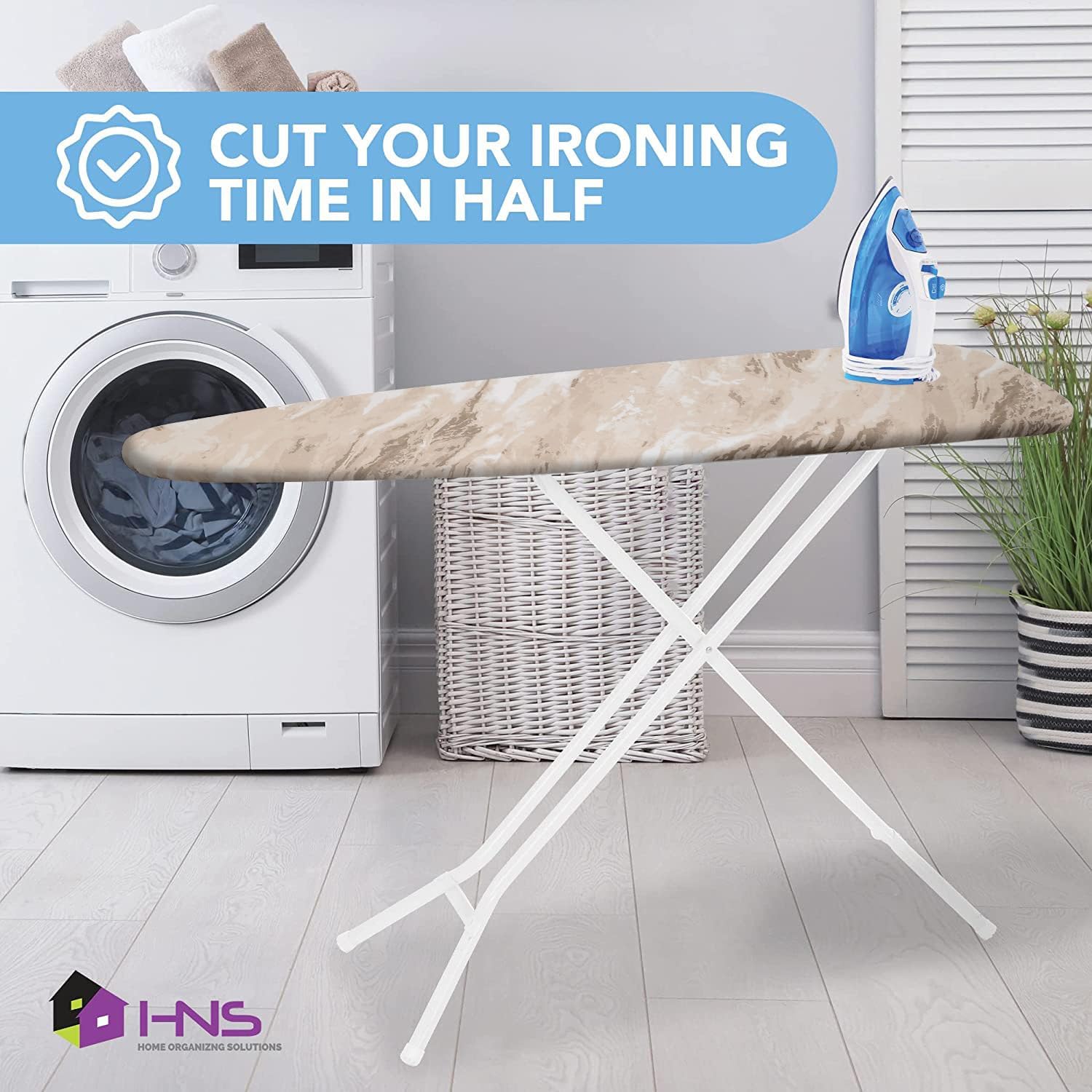 Hold N' Storage Ironing Board Cover and Pad - 15" x 54" - Iron Board Cover Large Fits All Standard Sizes - Heat Reflective Iron Pad for Table Top