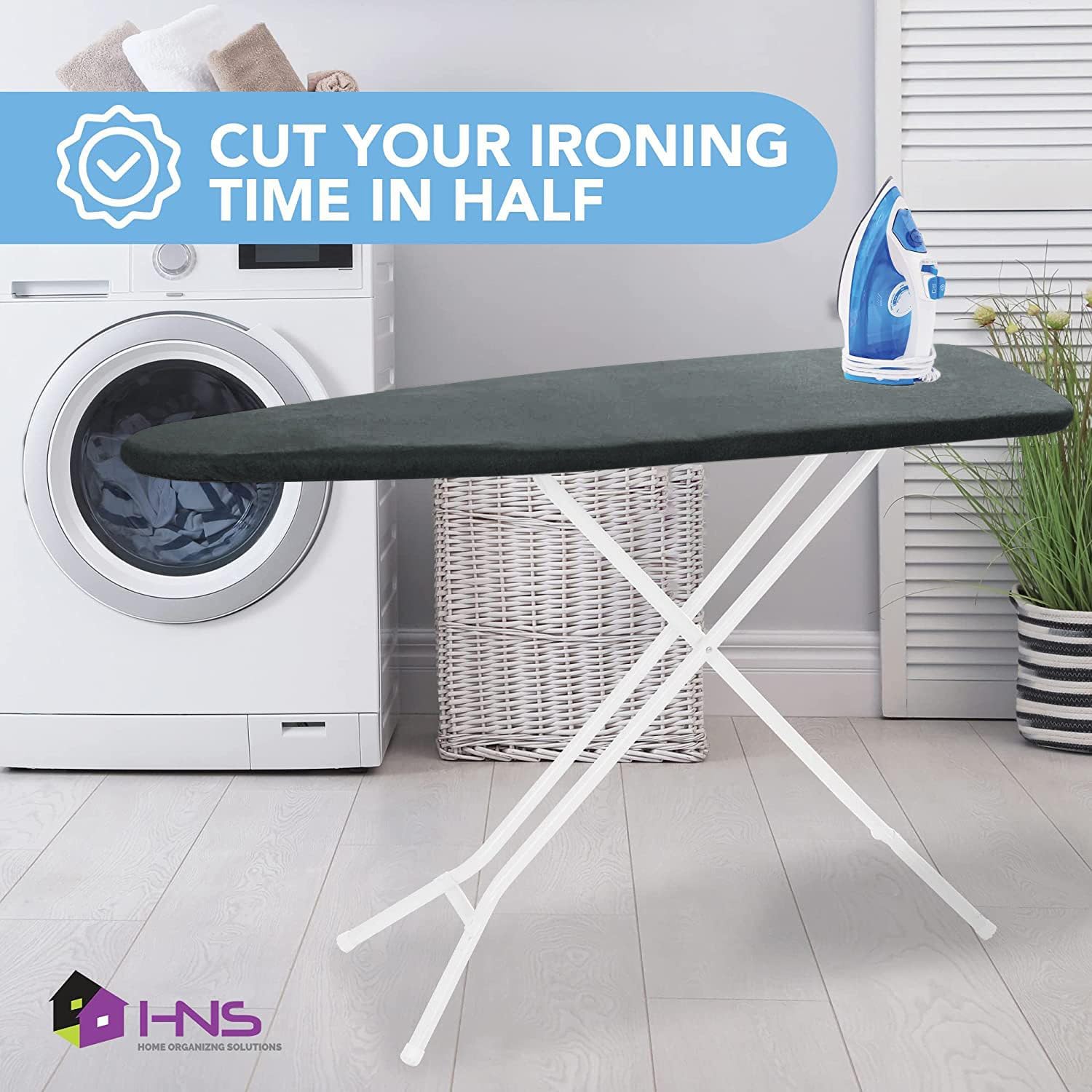 Hold N' Storage Ironing Board Cover and Pad - 15" x 54" - Iron Board Cover Large Fits All Standard Sizes - Heat Reflective Iron Pad for Table Top