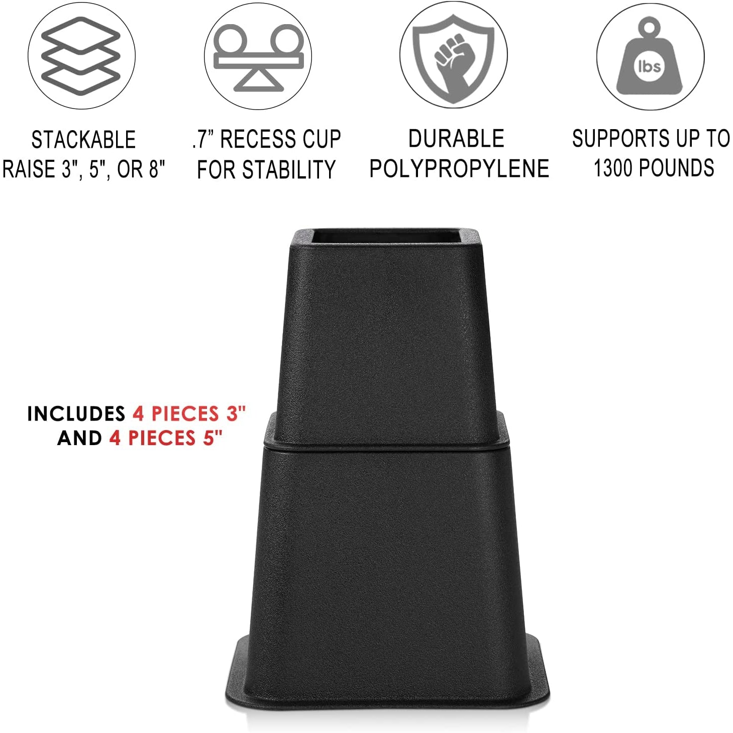 HOLDN’ STORAGE Bed Risers, Furniture Risers - Heavy Duty
