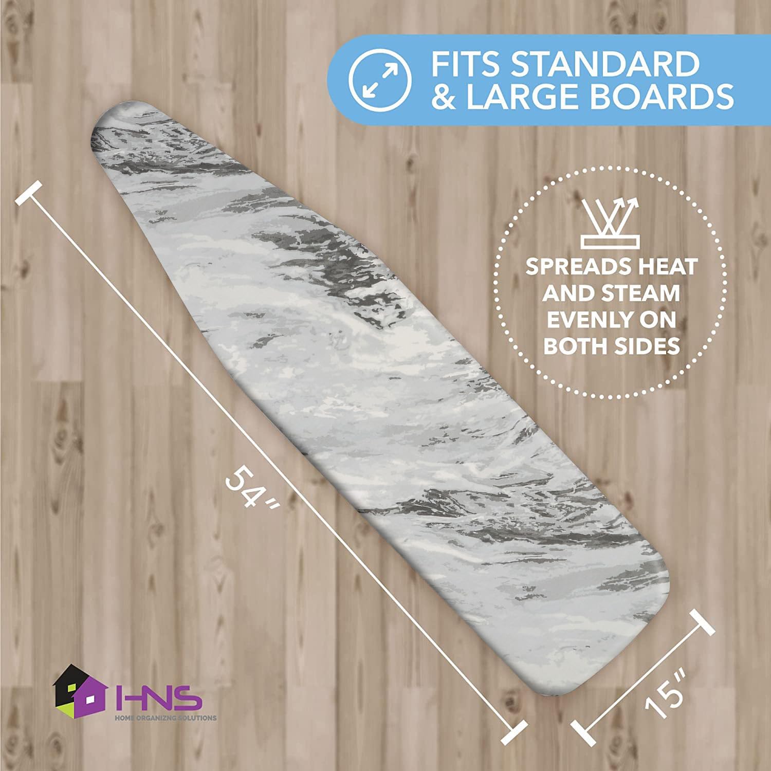 Hold N' Storage Ironing Board Cover and Pad - 15" x 54" - Iron Board Cover Large Fits All Standard Sizes - Heat Reflective Iron Pad for Table Top