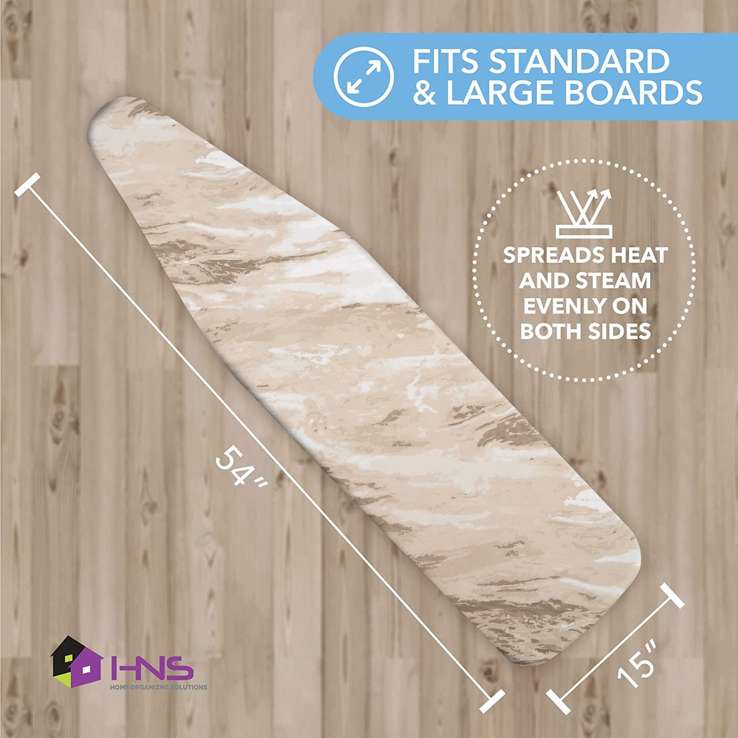 Hold N' Storage Ironing Board Cover and Pad - 15" x 54" - Iron Board Cover Large Fits All Standard Sizes - Heat Reflective Iron Pad for Table Top