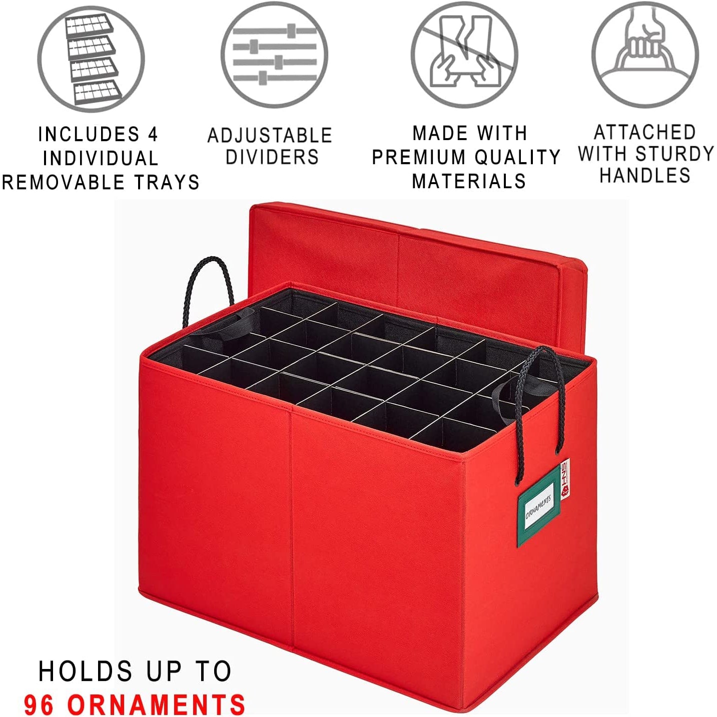 Christmas Ornament Storage Container Box – Heavy Duty, Premium Quality Non-Woven Storage Bins.