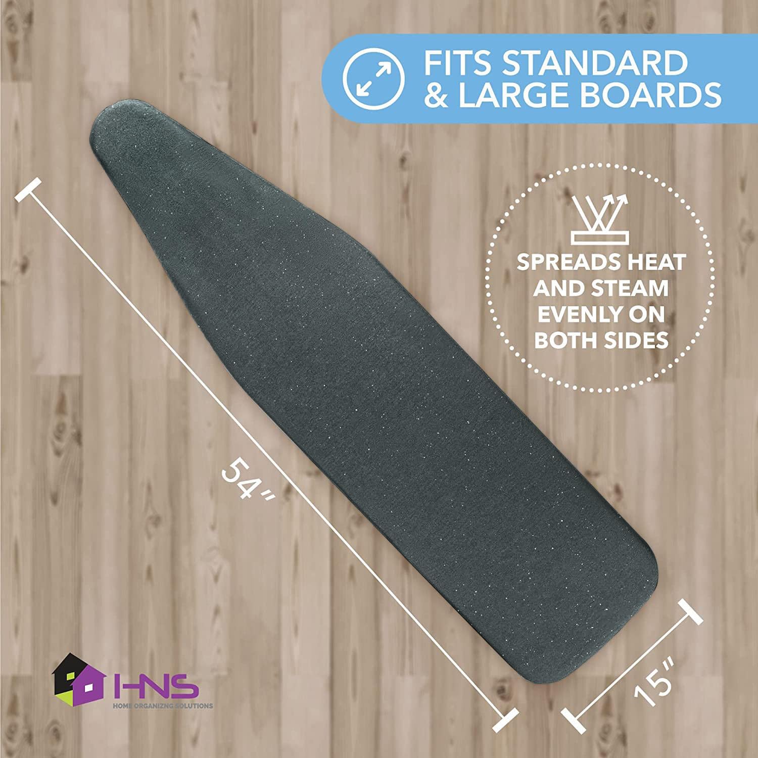 Hold N' Storage Ironing Board Cover and Pad - 15" x 54" - Iron Board Cover Large Fits All Standard Sizes - Heat Reflective Iron Pad for Table Top