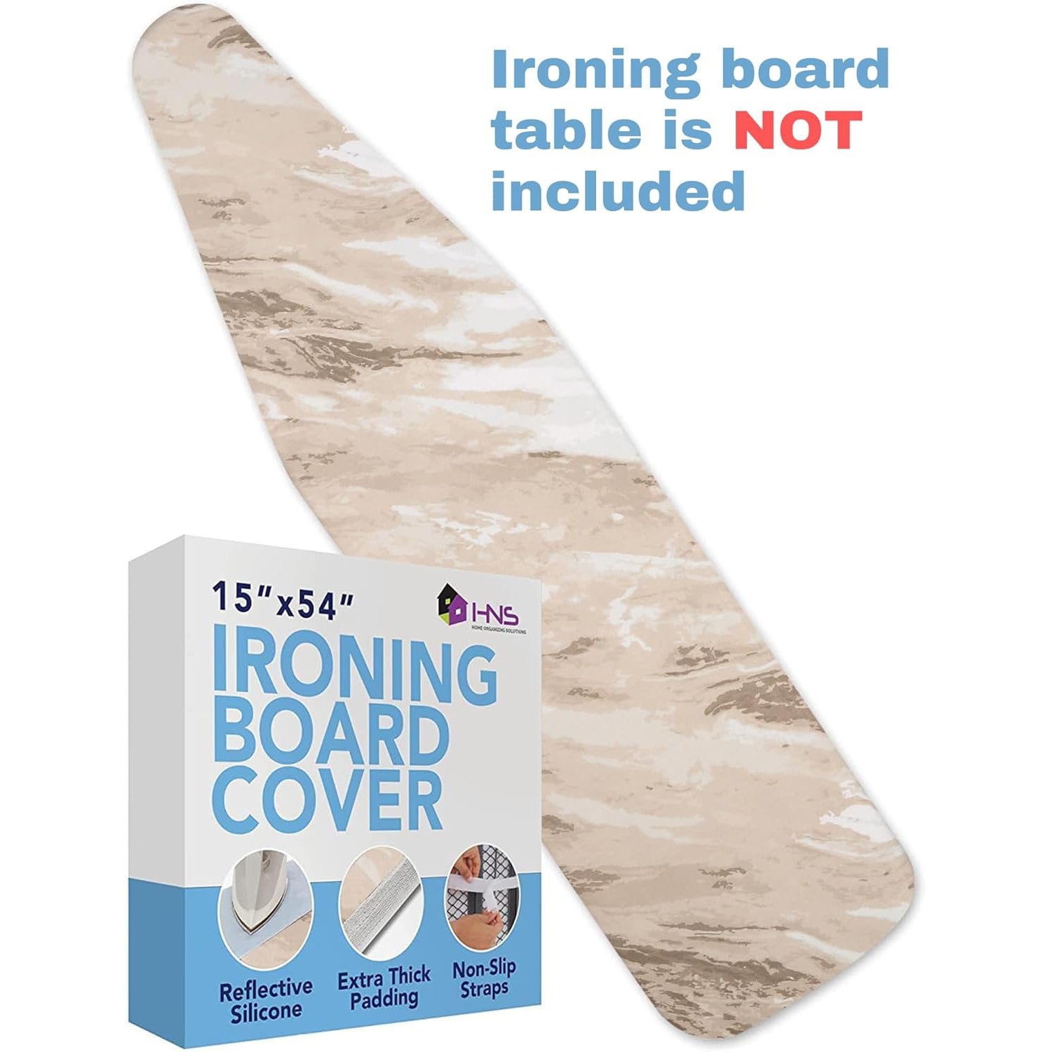 Hold N' Storage Ironing Board Cover and Pad - 15" x 54" - Iron Board Cover Large Fits All Standard Sizes - Heat Reflective Iron Pad for Table Top