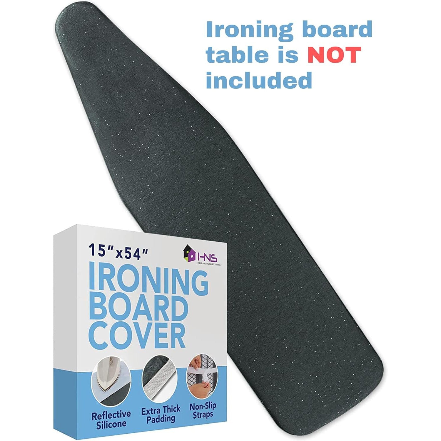 Hold N' Storage Ironing Board Cover and Pad - 15" x 54" - Iron Board Cover Large Fits All Standard Sizes - Heat Reflective Iron Pad for Table Top