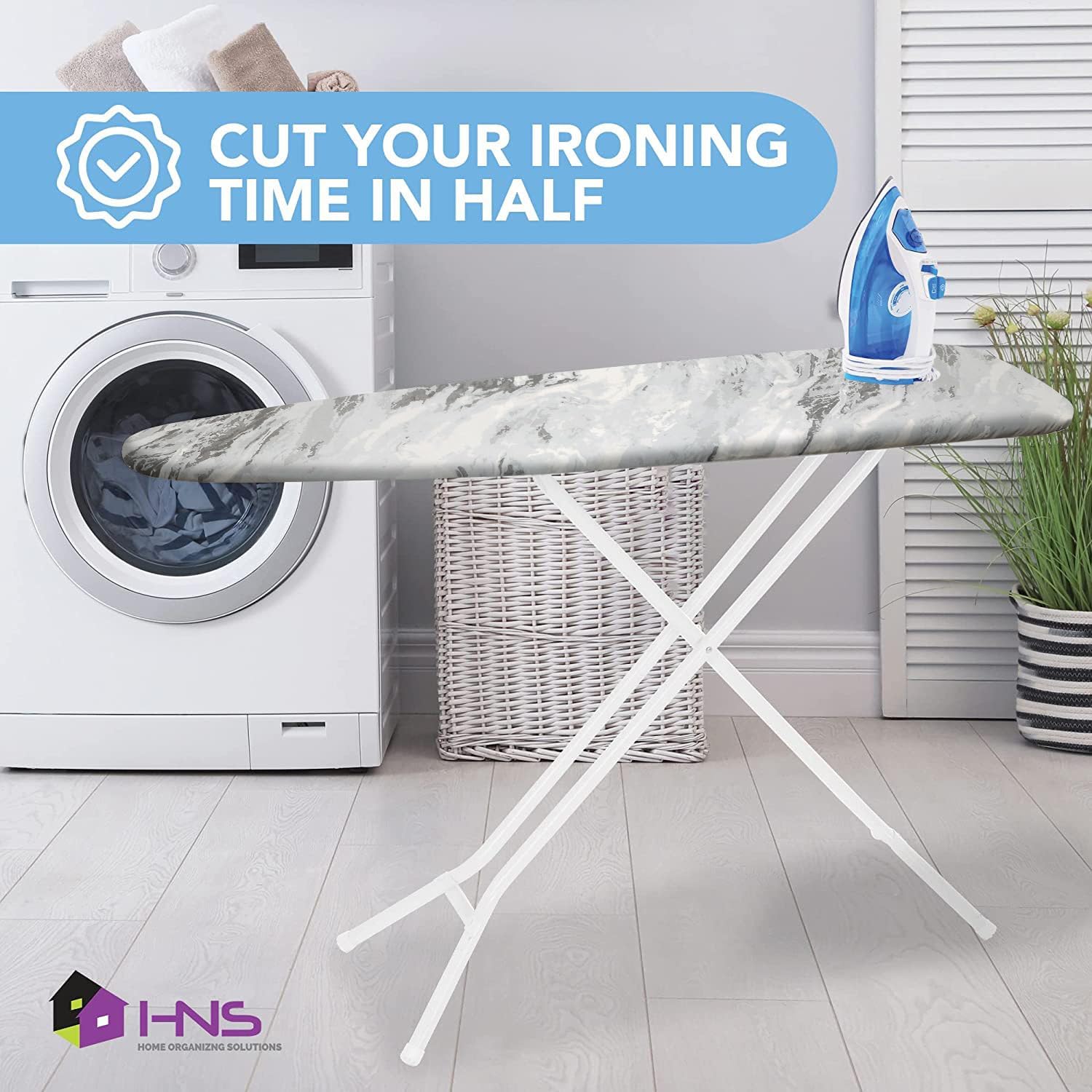 Hold N' Storage Ironing Board Cover and Pad - 15" x 54" - Iron Board Cover Large Fits All Standard Sizes - Heat Reflective Iron Pad for Table Top
