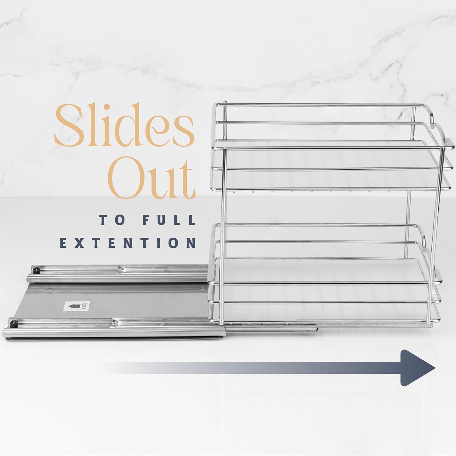 Pull Out Cabinet Organizer for Spices, Cans 2 Tier - Heavy Duty with Lifetime Limited Warranty