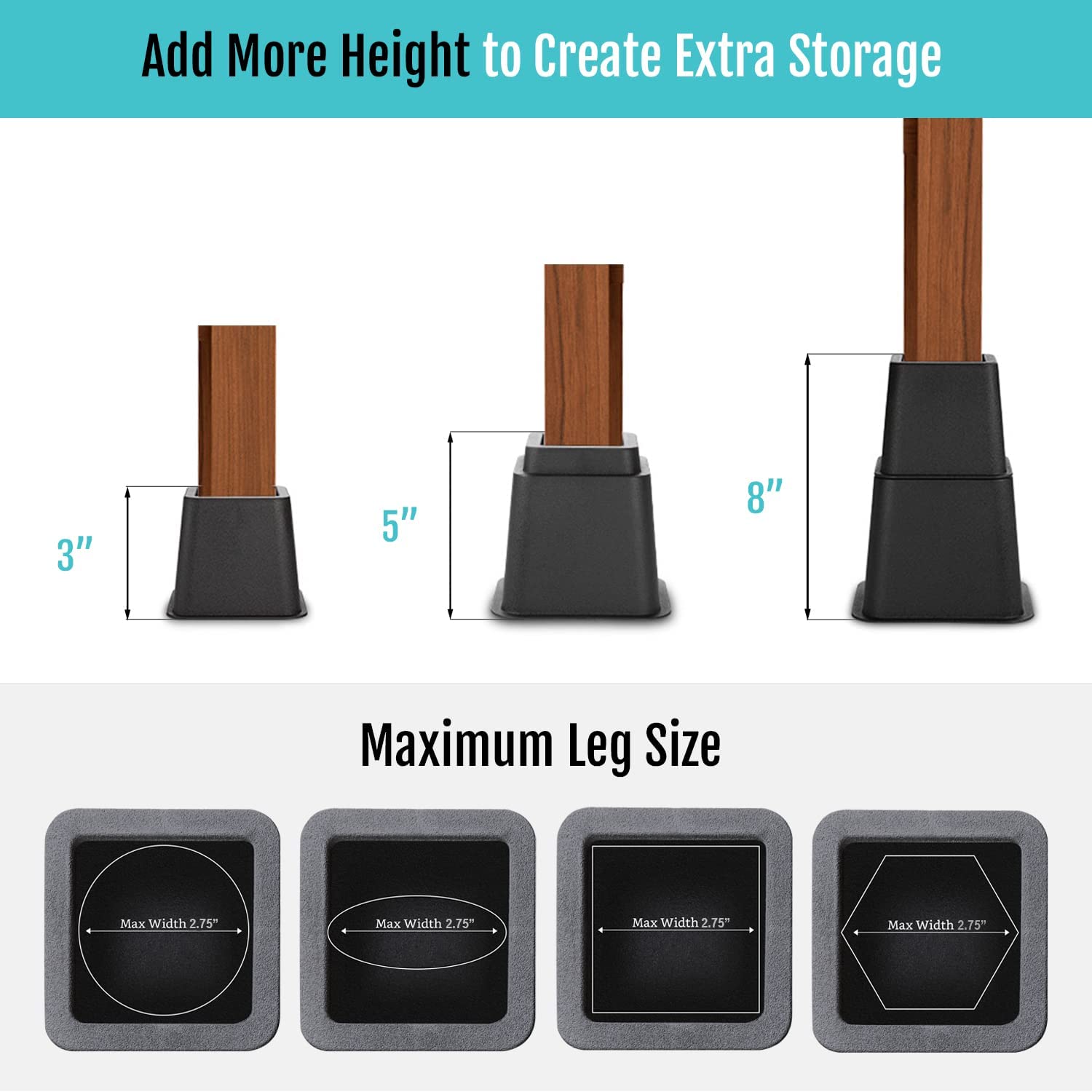 HOLDN’ STORAGE Bed Risers, Furniture Risers - Heavy Duty – Hold N’ Storage