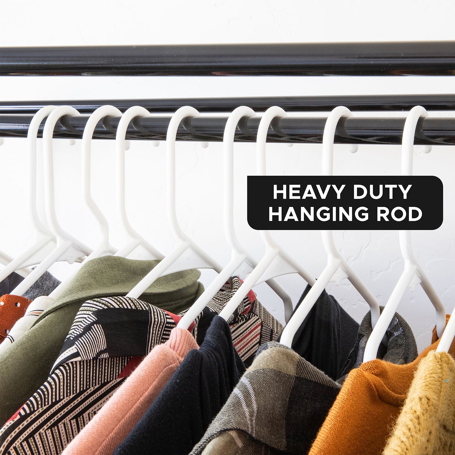 Portable Wardrobe Closet, Heavy Duty Hanging Rod with 50 Lb. Weight Capacity, Super Easy Assembly, No Tools Required