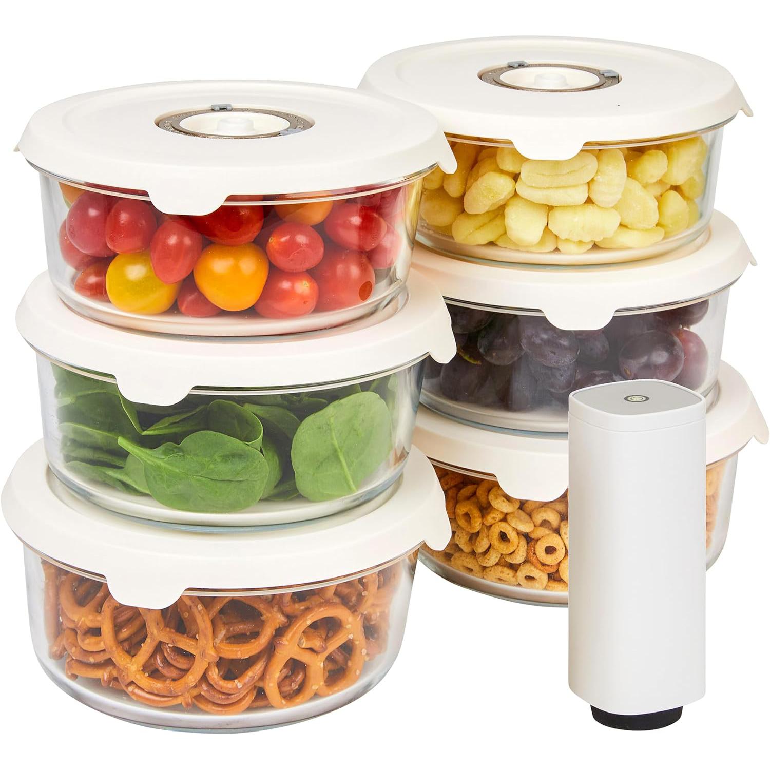 HOLDN’ STORAGE Vacuum Food Storage Containers, Set of Glass Containers plus a Vacuum Pump – Keep Food Fresh Longer, BPA-Free Glass, Leak-Proof, Ideal for Meal Prep, Marinating