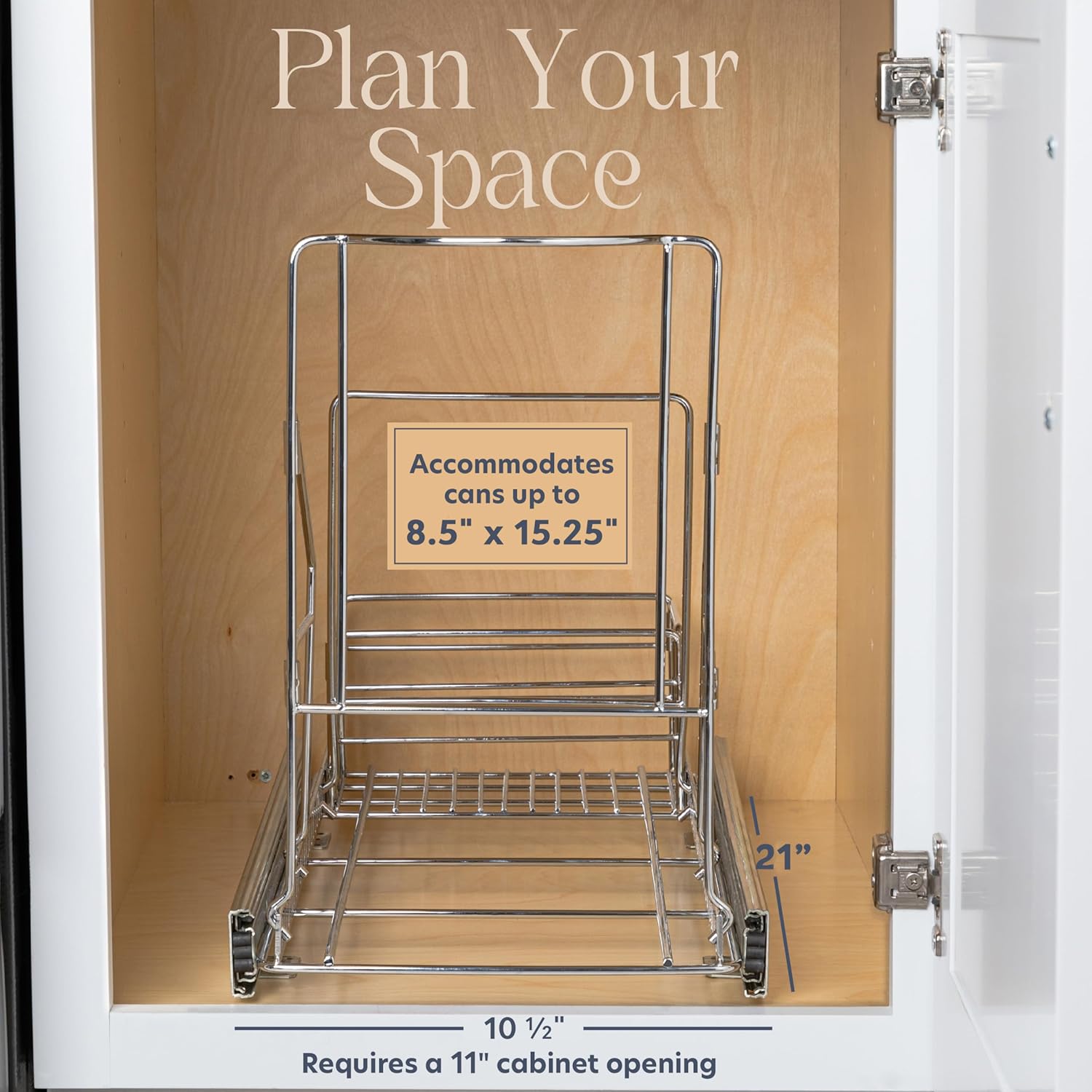 Pull Out Trash Can Under Cabinet with Garbage Bag Storage- Trash Can Not Included