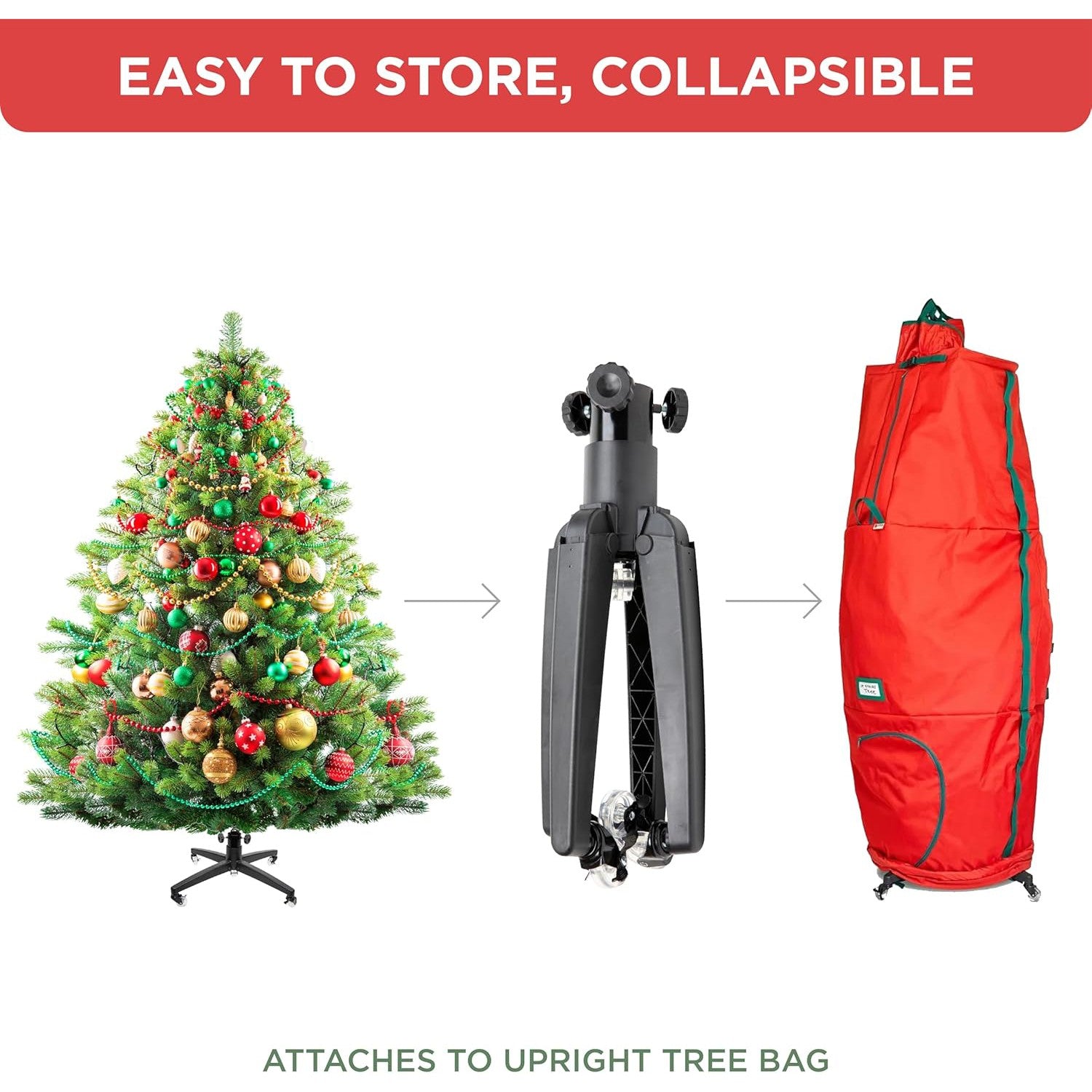 Rolling Christmas Tree Stand for up to 9 Foot Artificial Trees with Casters and Adjustable Base - Compatible with Most Upright Tree – Up to 120 lbs