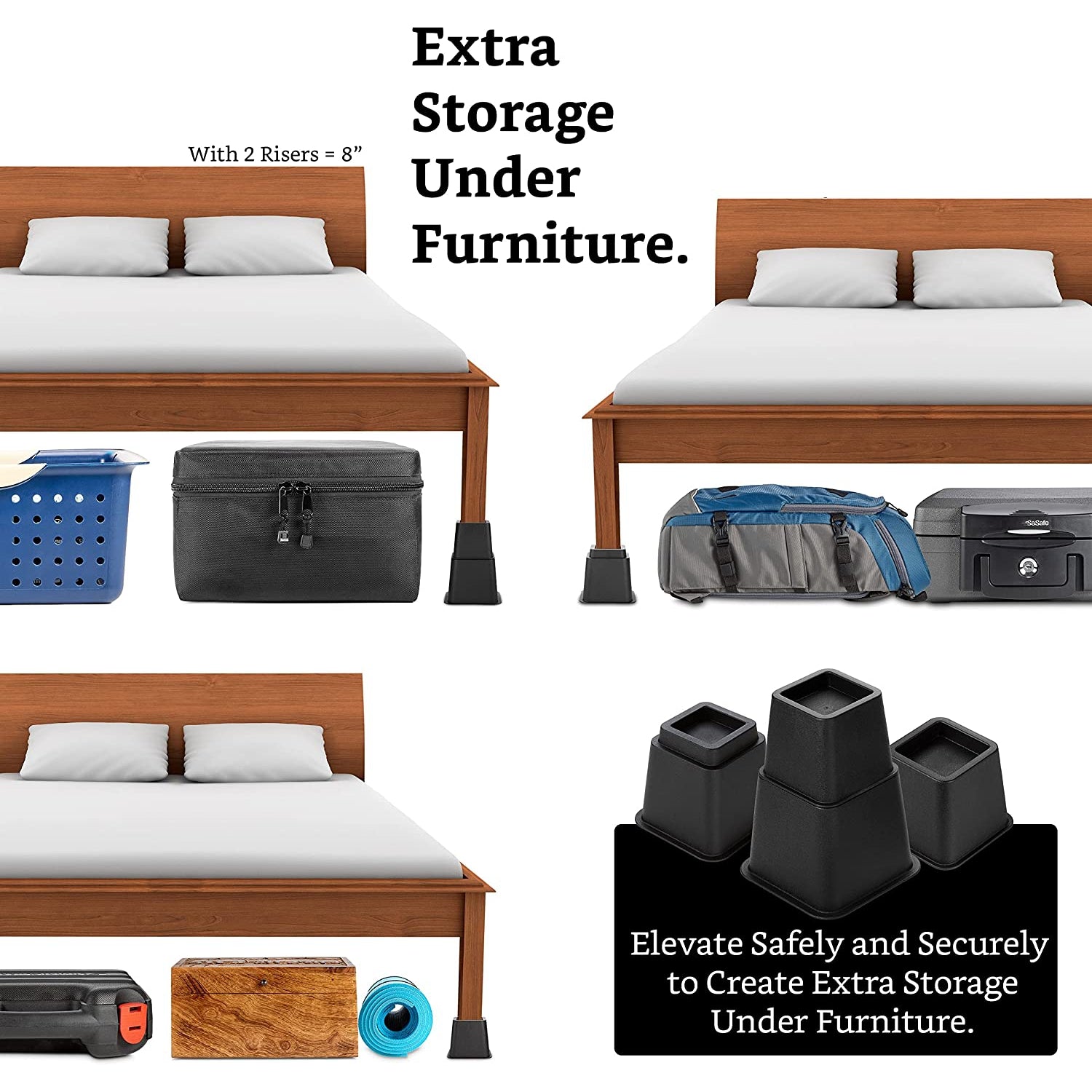 HOLDN’ STORAGE Bed Risers, Furniture Risers - Heavy Duty