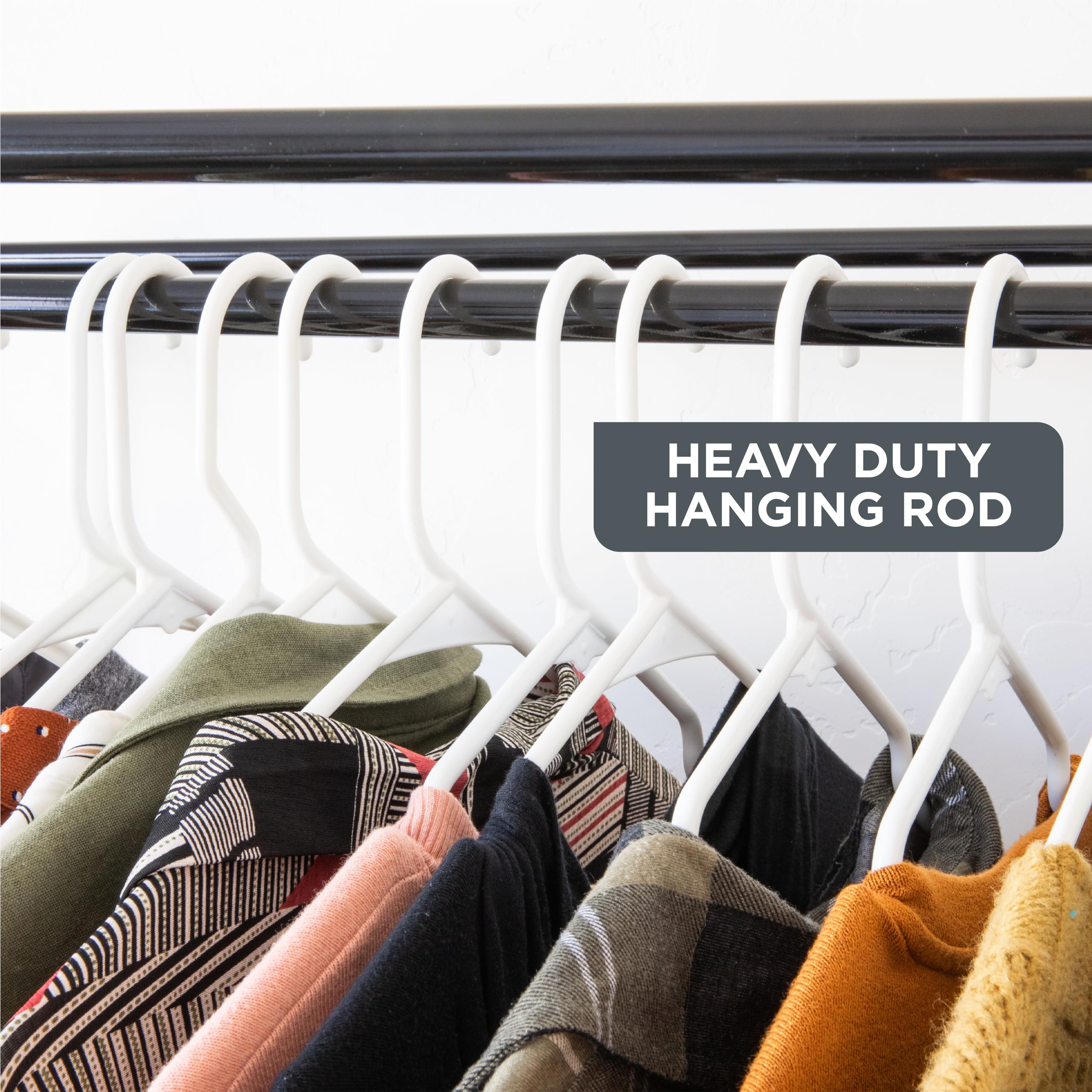 Portable Wardrobe Closet, Heavy Duty Hanging Rod with 50 Lb. Weight Capacity, Super Easy Assembly, No Tools Required