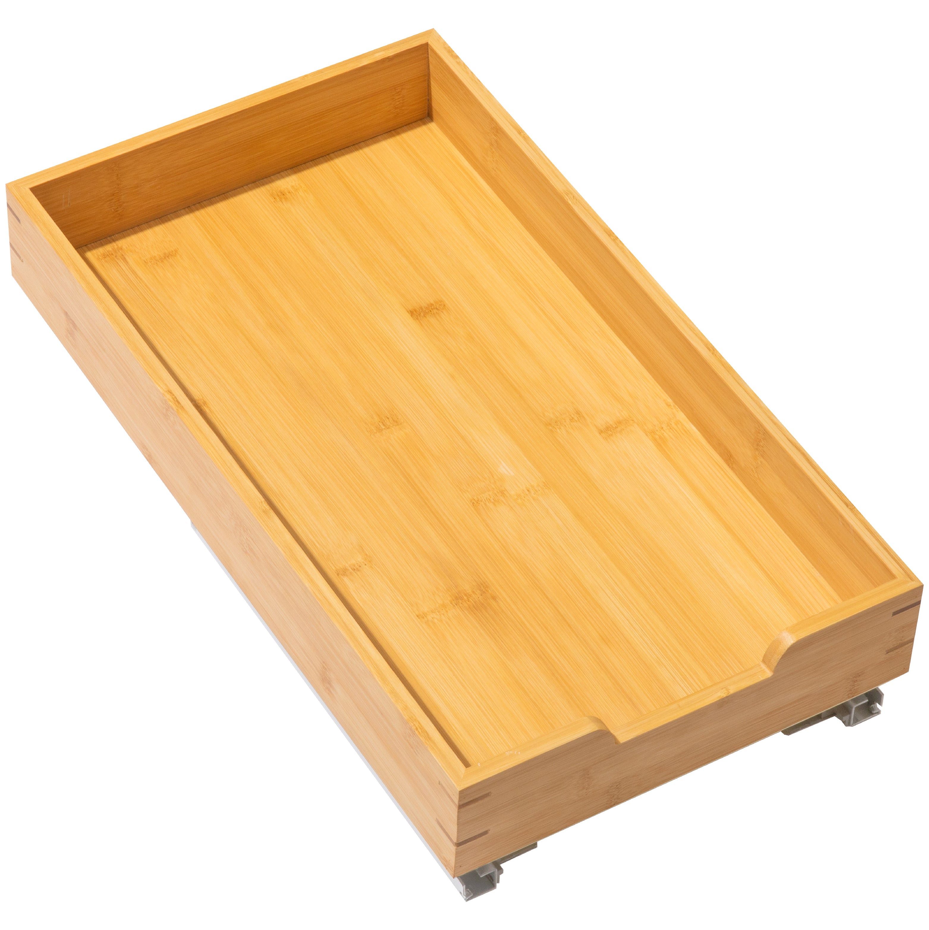 Bamboo Wooden Pull out Cabinet Organizer with Heavy Gauge Metal Rails