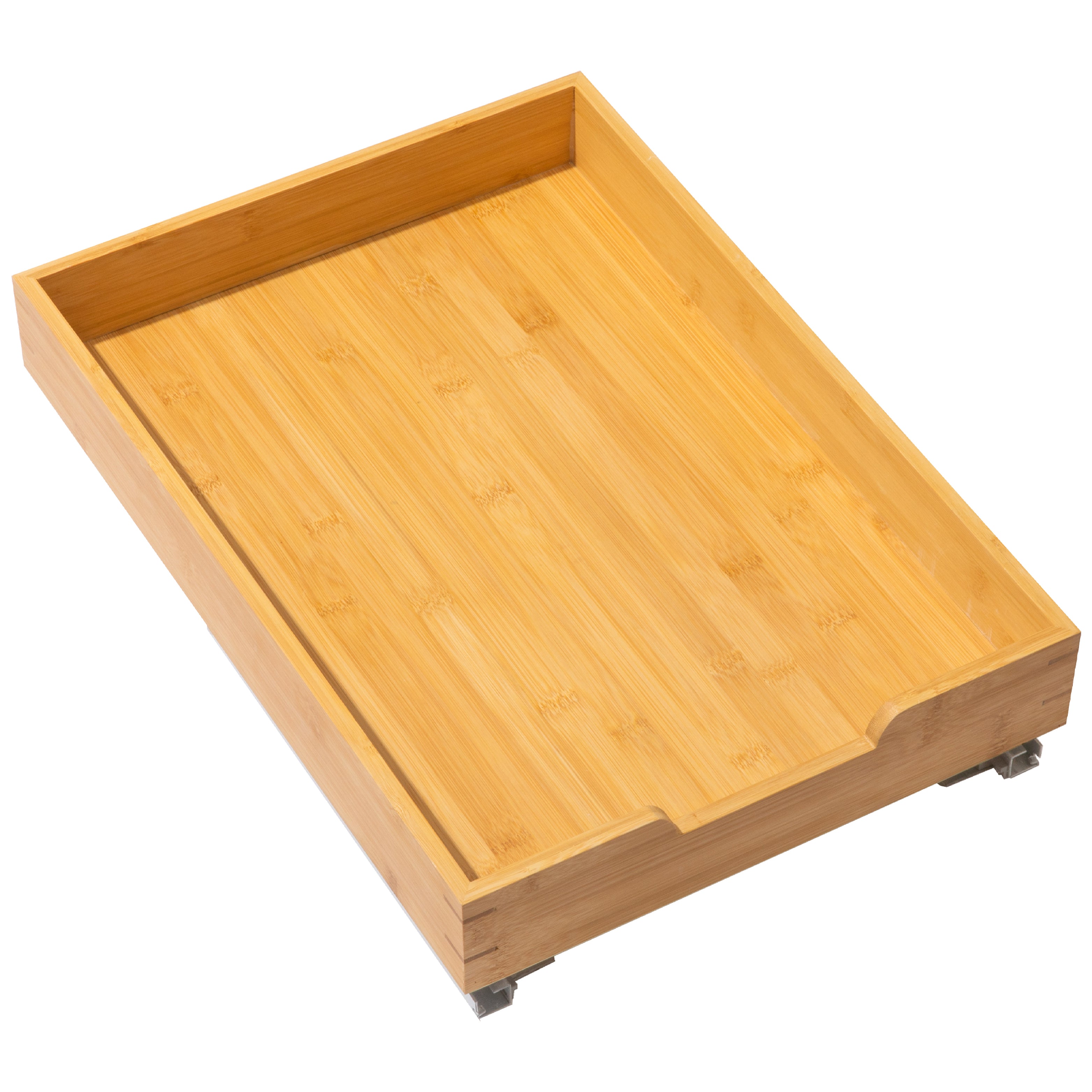 Bamboo Wooden Pull out Cabinet Organizer with Heavy Gauge Metal Rails