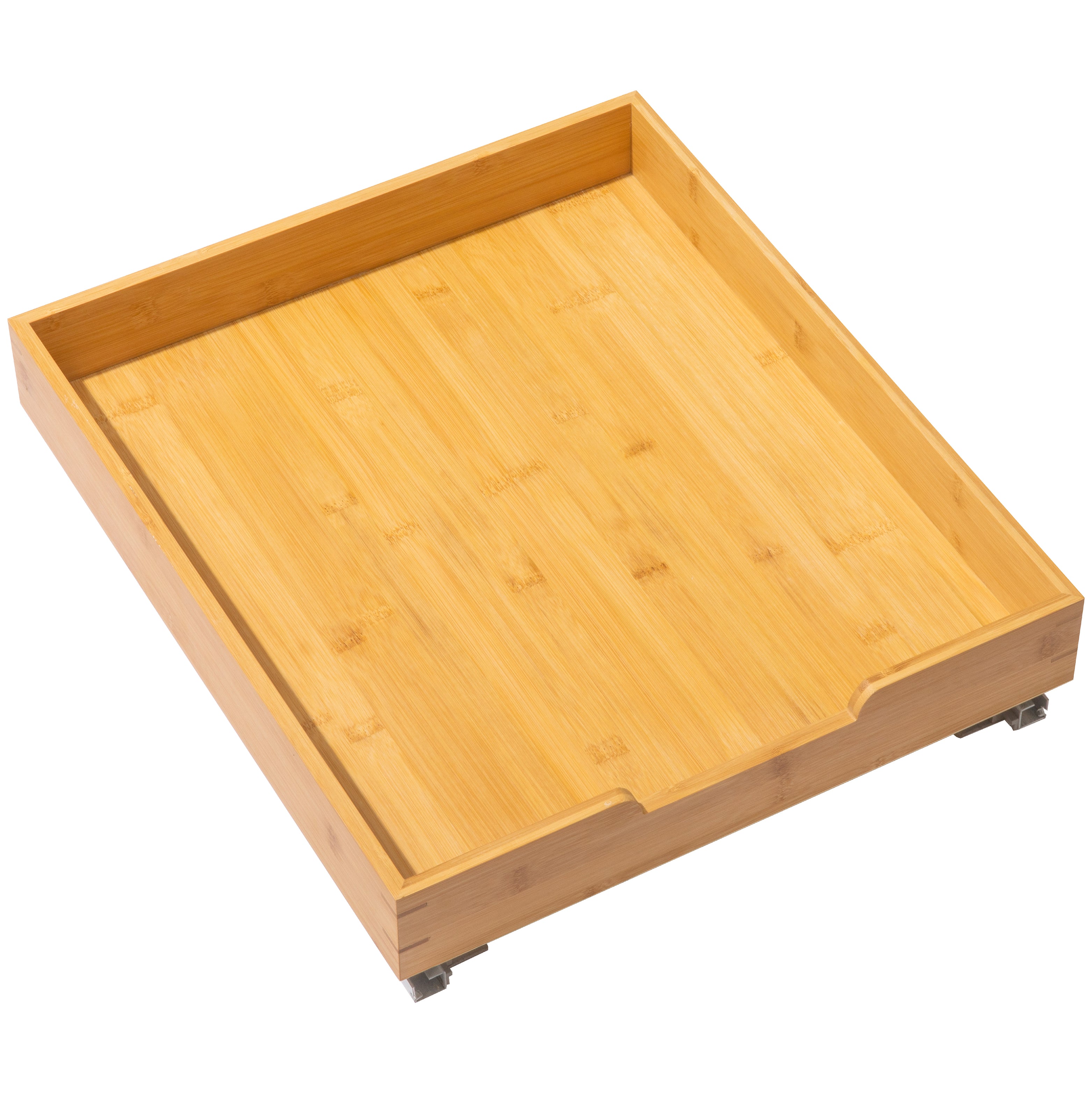 Bamboo Wooden Pull out Cabinet Organizer with Heavy Gauge Metal Rails