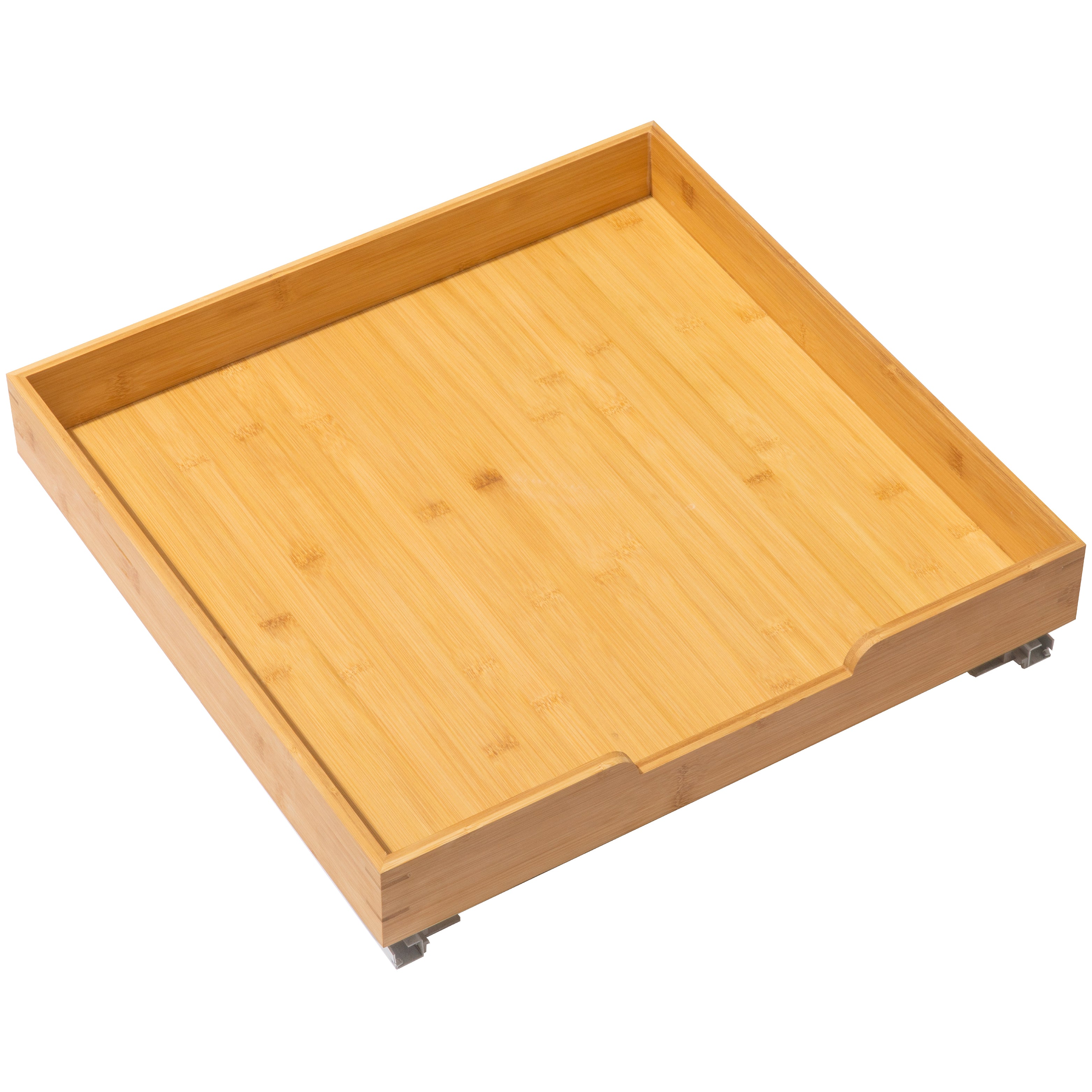 Bamboo Wooden Pull out Cabinet Organizer with Heavy Gauge Metal Rails