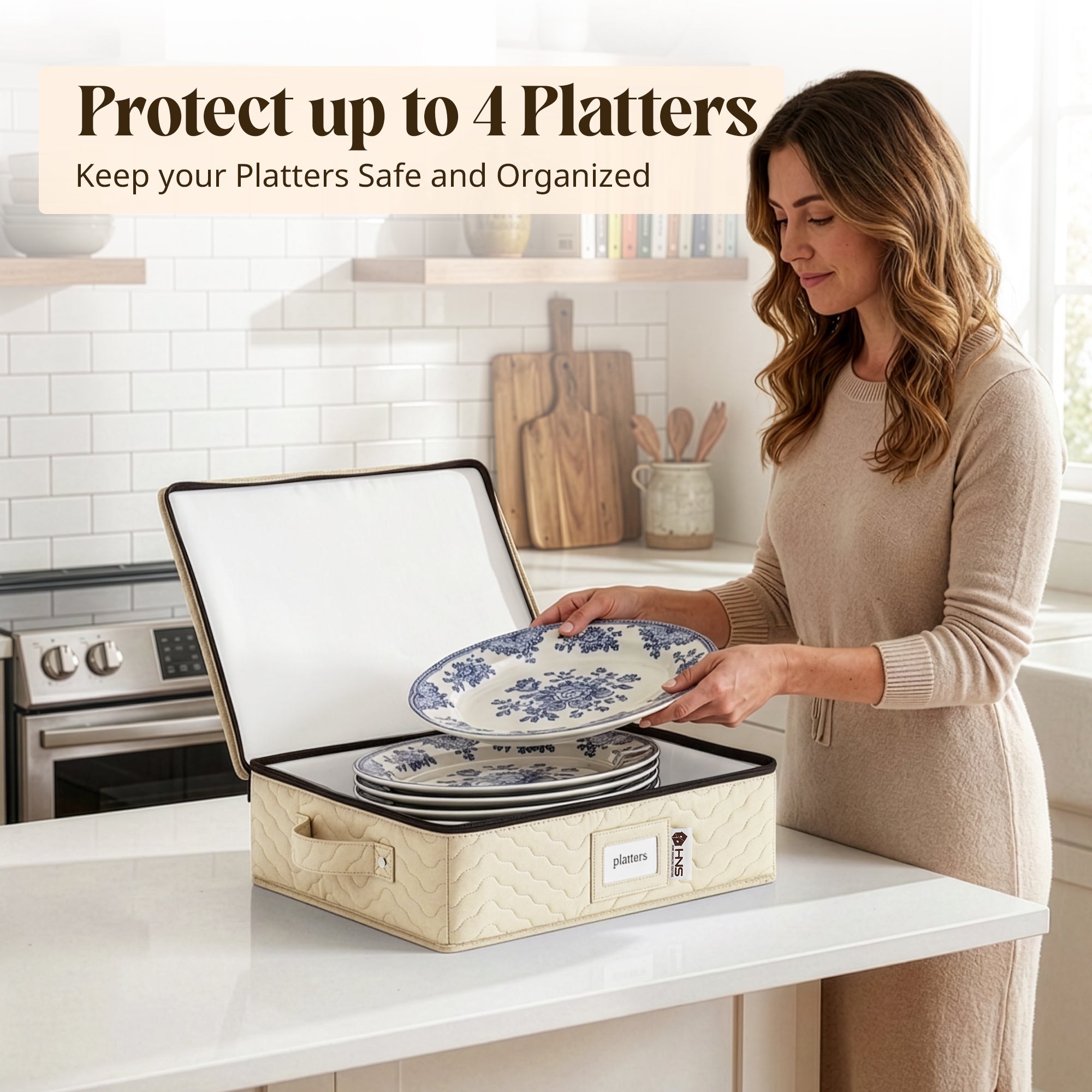Platter Storage Container Hard Shell China Organizer with Dividers Pro ...