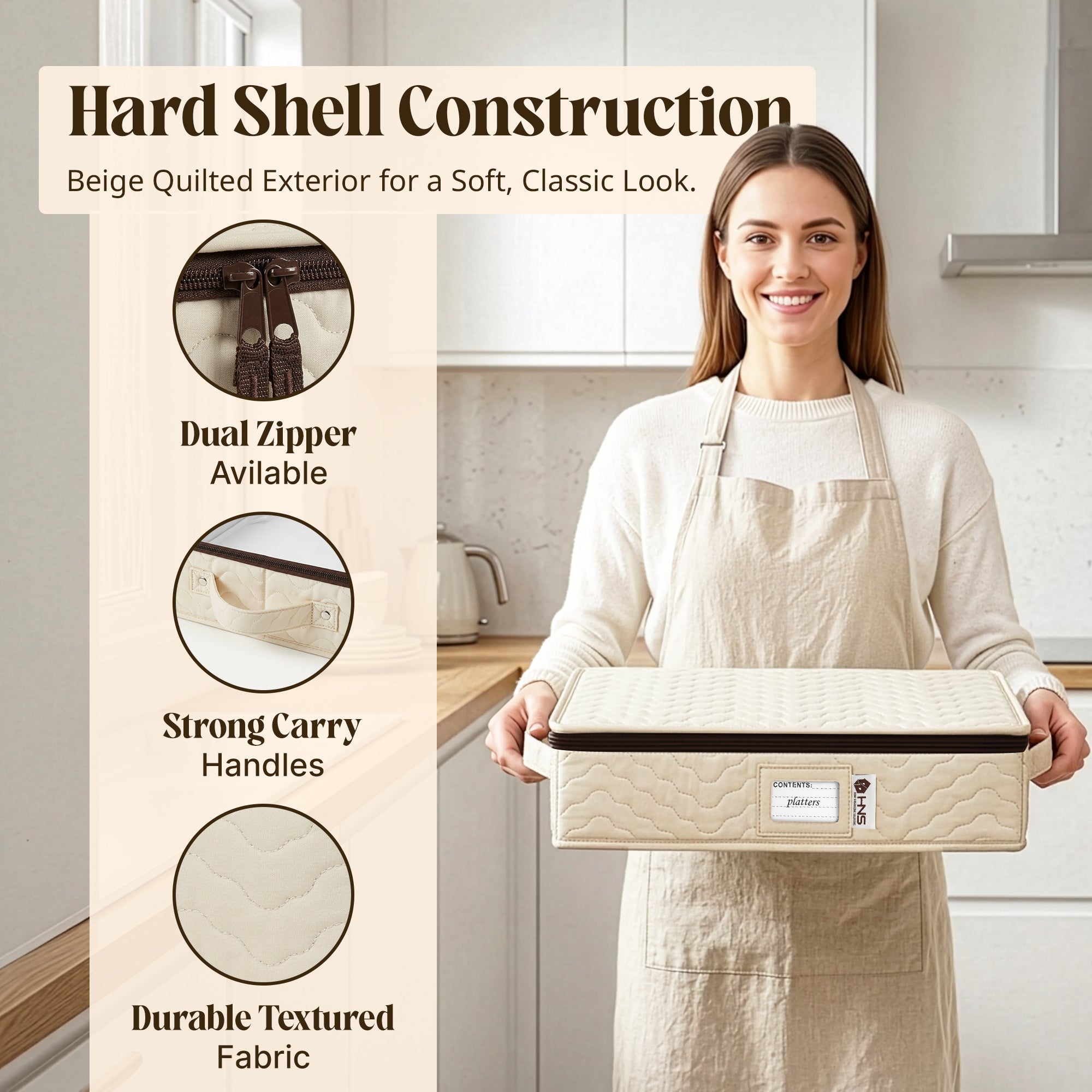 Platter Storage Container Hard Shell China Organizer with Dividers Pro ...