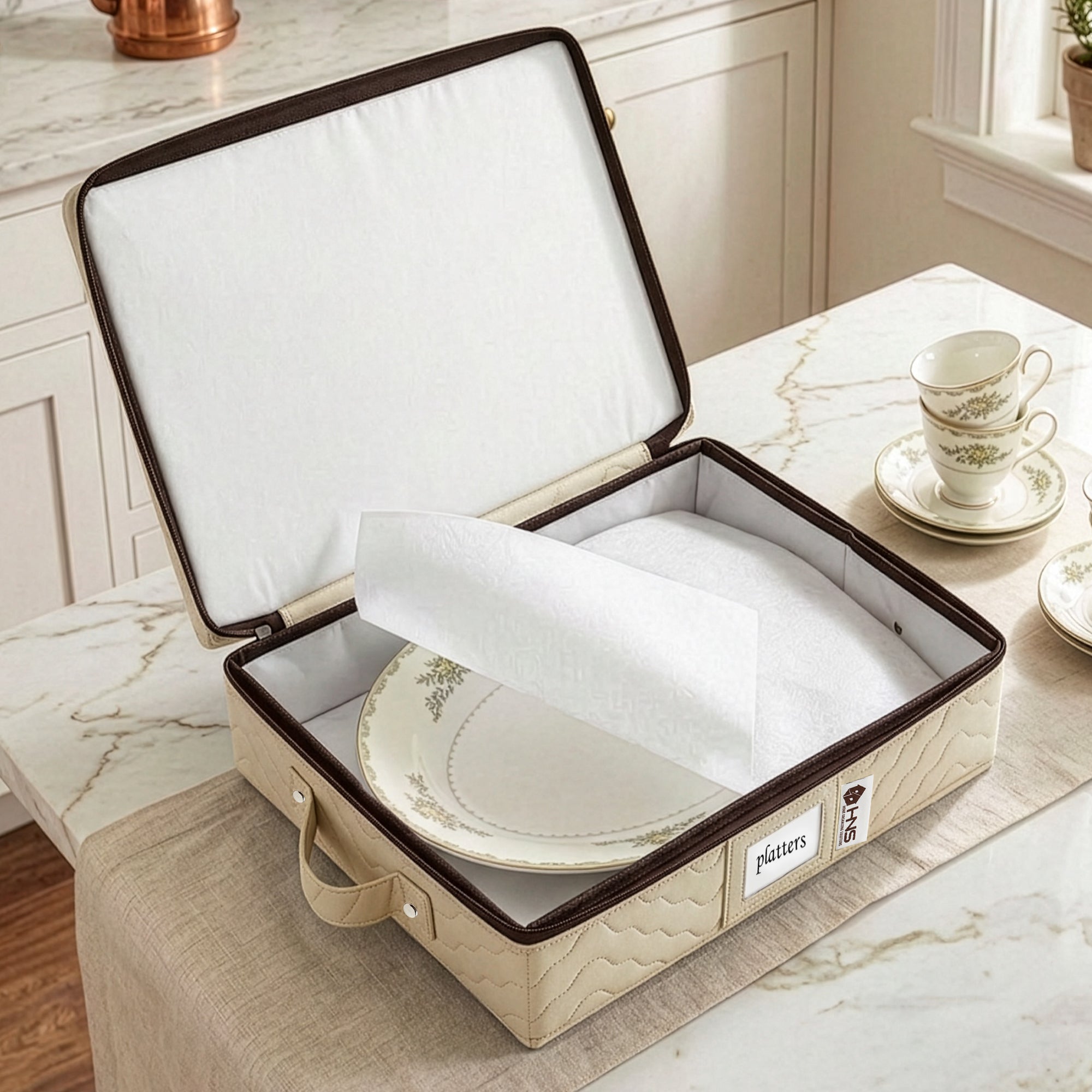 Platter Storage Container Hard Shell China Organizer with Dividers Pro ...