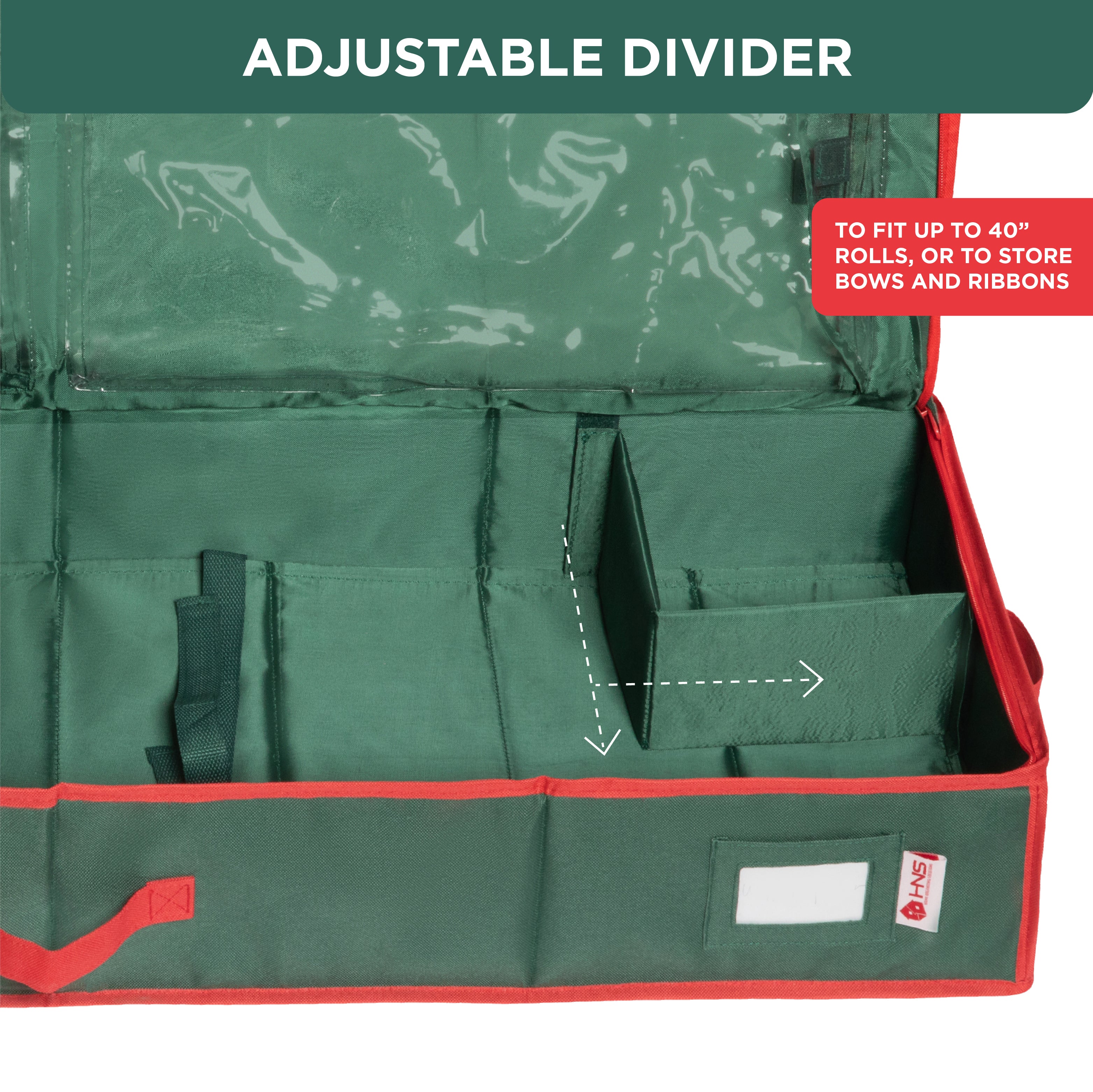 Premium Wrapping Paper Storage Container -Durable Material 600D tear-proof - Fits up to 27 Paper Rolls -Extra Pockets for Ribbons & Bows. Underbed Gift Wrap Organizer, Ideal for Holiday Christmas, etc