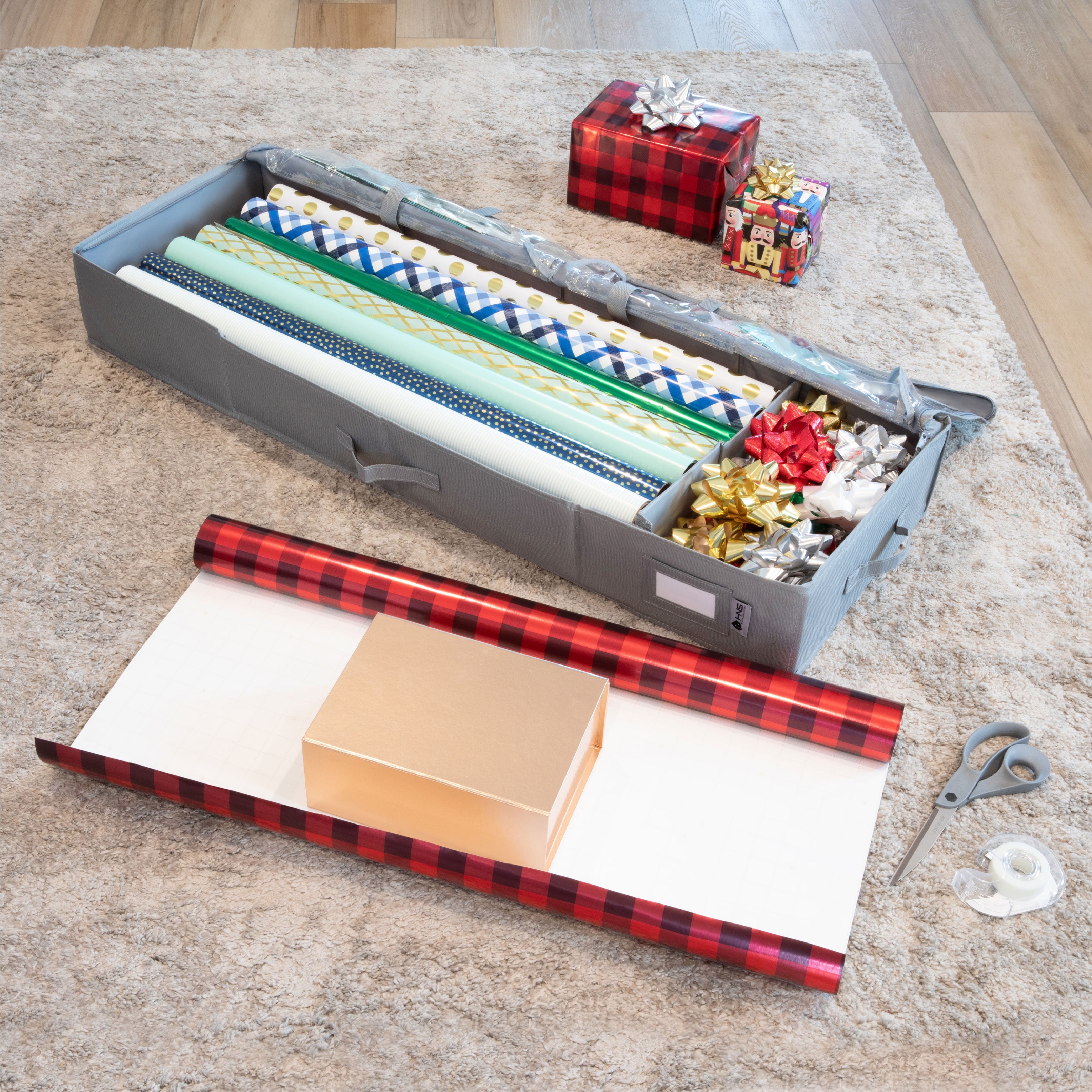 Christmas Wrapping Paper Storage Container- Underbed Gift Wrap Organizer  Bags US