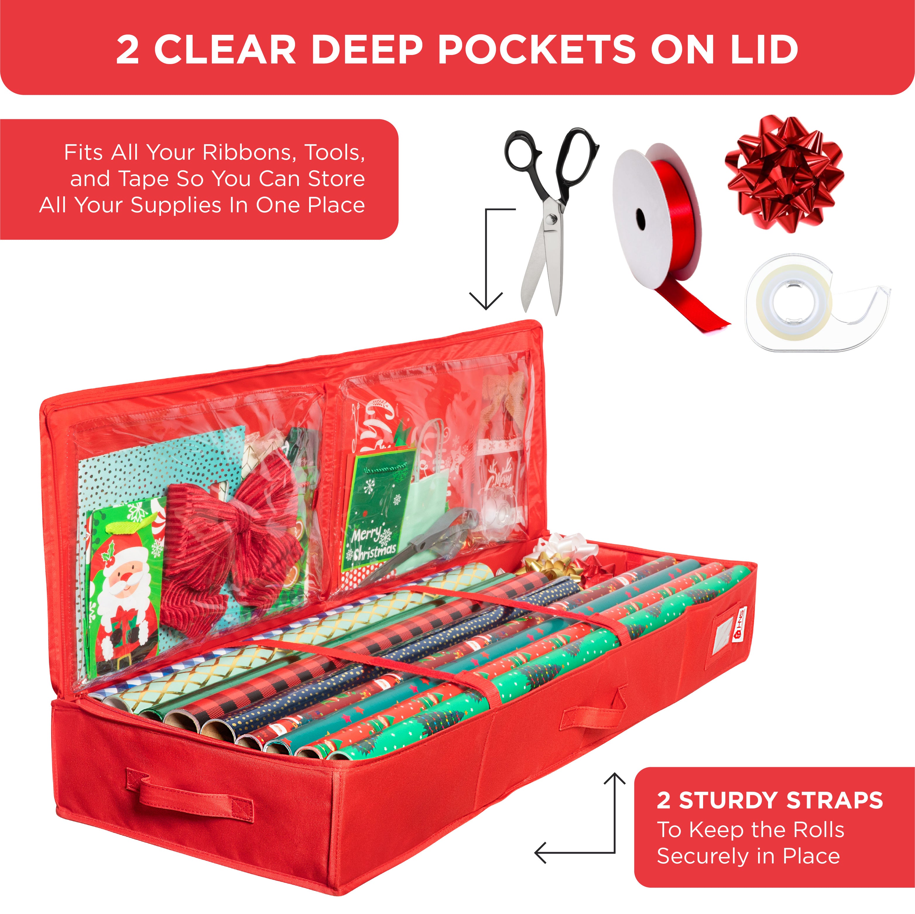 Santa's Bags 16.75-in x 13.75-in 12-Roll Red Wrapping Paper Storage  Container in the Wrapping Paper Storage department at