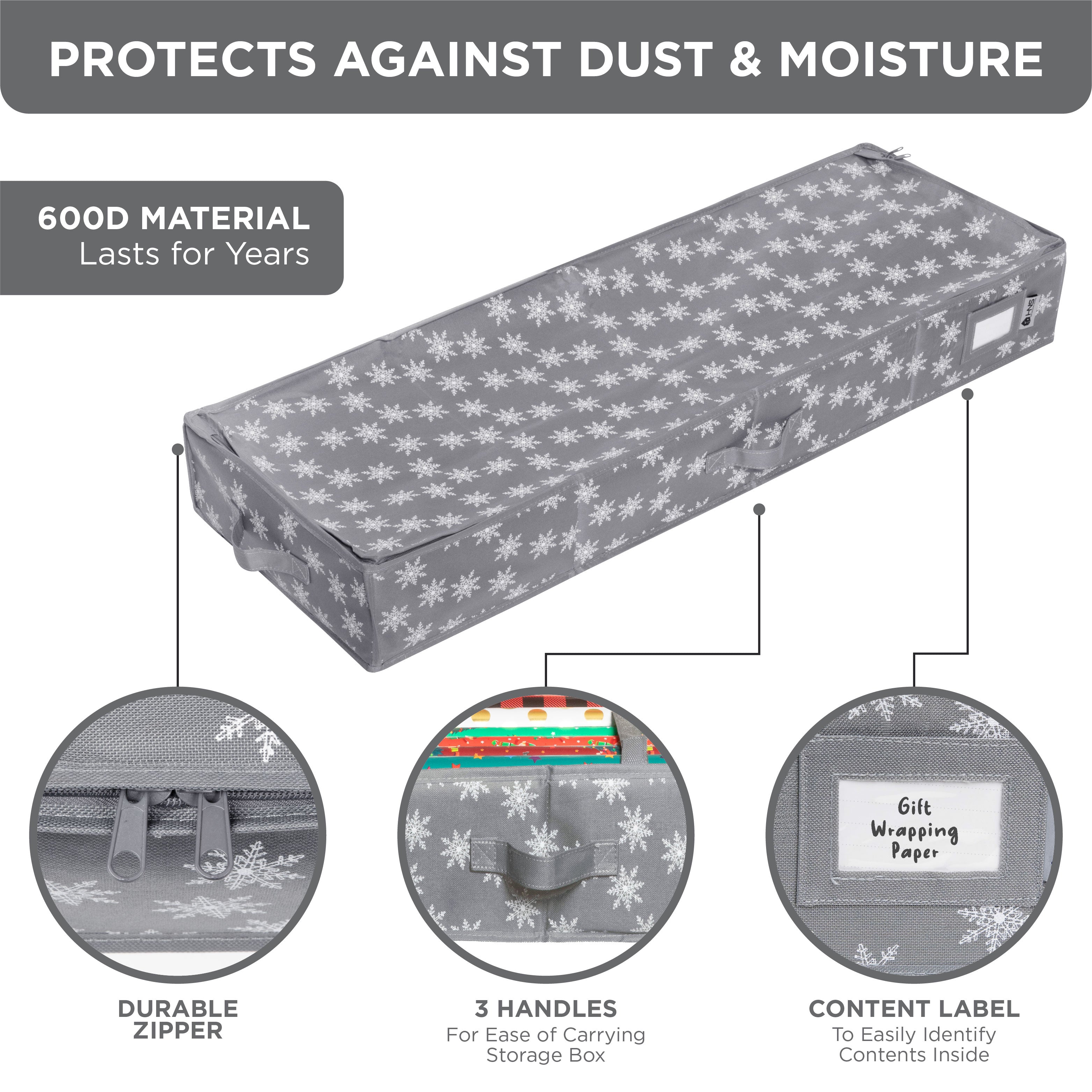 Premium Wrapping Paper Storage Container -Durable Material 600D tear-p ...