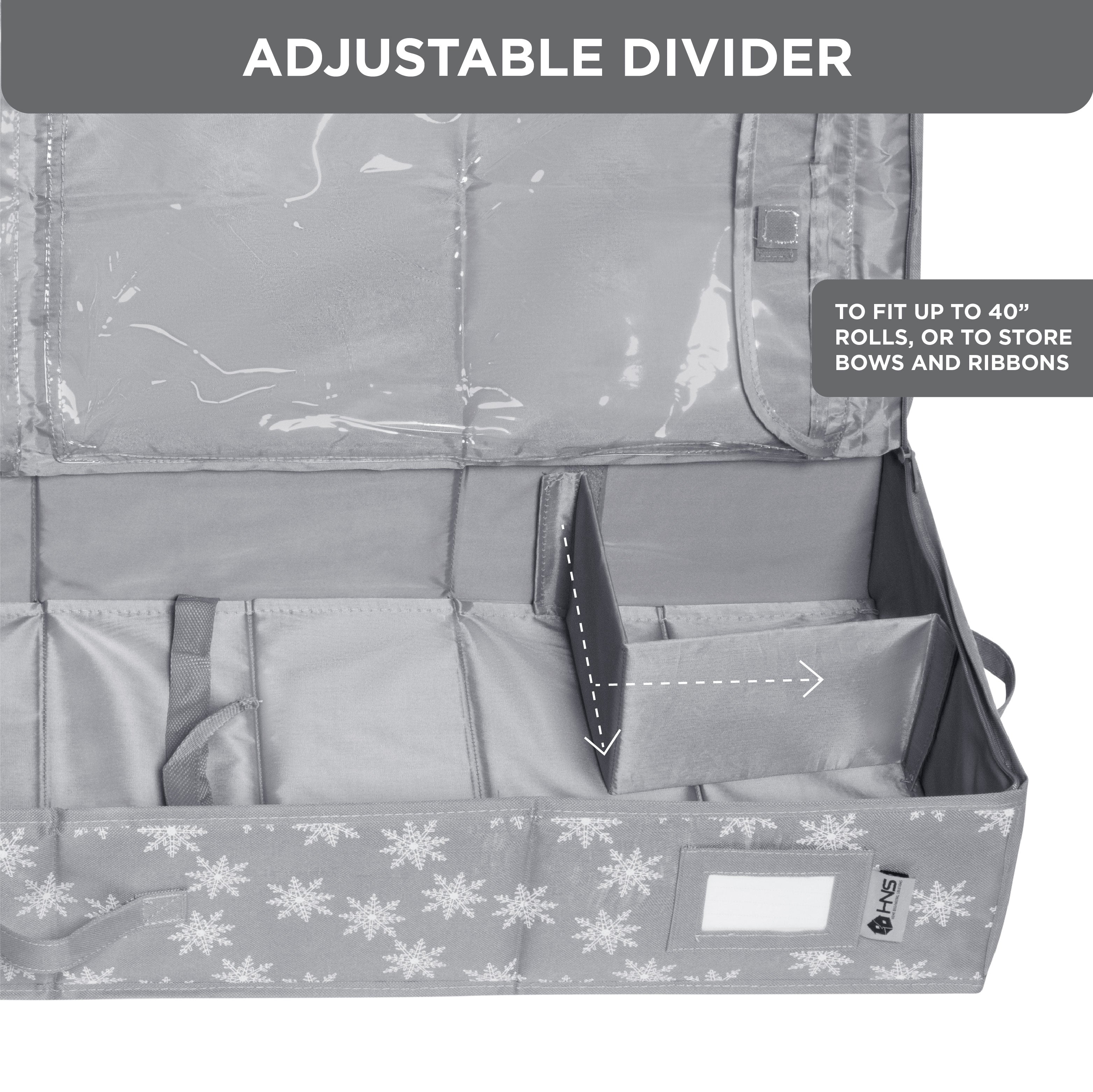 Premium Wrapping Paper Storage Container -Durable Material 600D tear-proof - Fits up to 27 Paper Rolls -Extra Pockets for Ribbons & Bows. Underbed Gift Wrap Organizer, Ideal for Holiday Christmas, etc