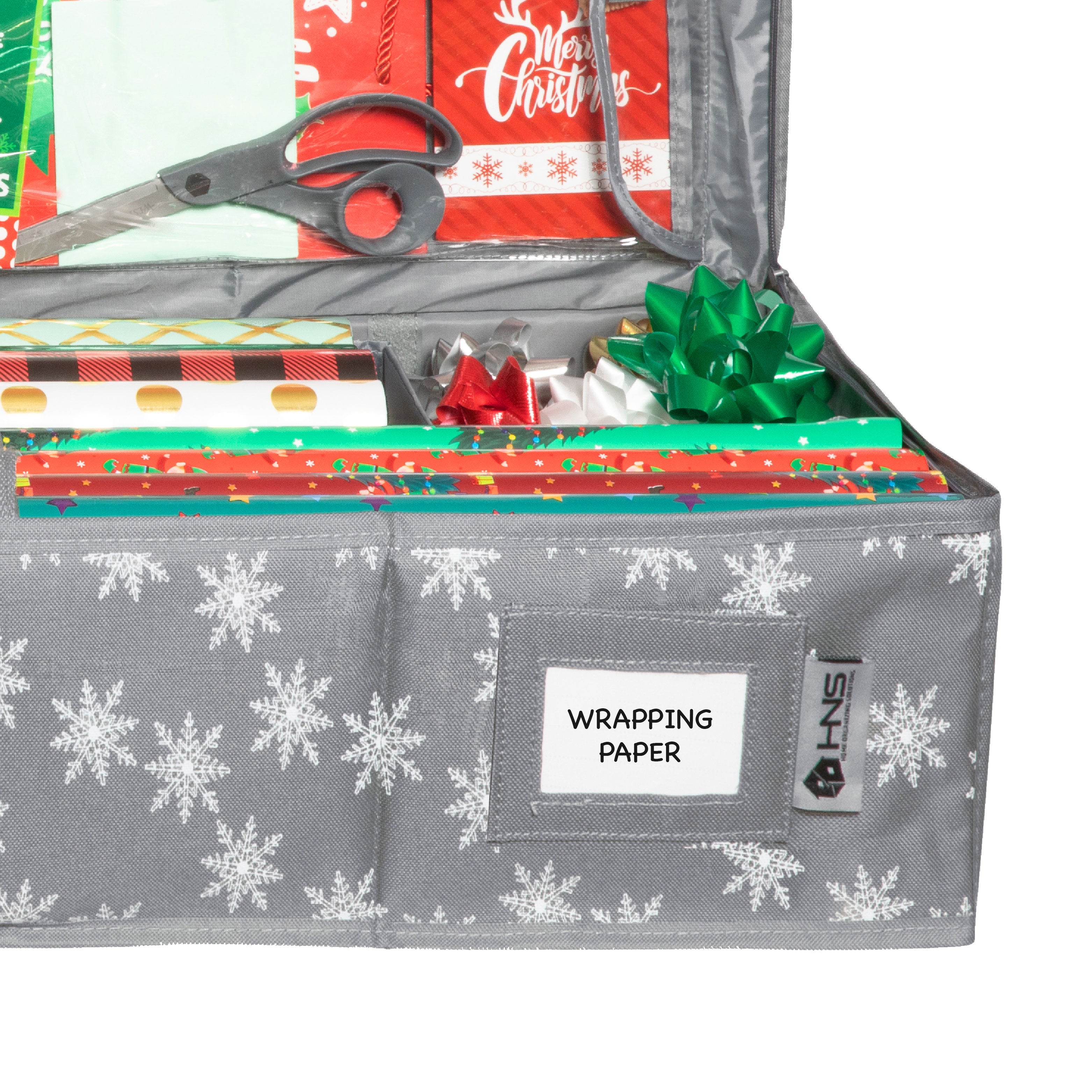 Premium Wrapping Paper Storage Container -Durable Material 600D tear-proof - Fits up to 27 Paper Rolls -Extra Pockets for Ribbons & Bows. Underbed Gift Wrap Organizer, Ideal for Holiday Christmas, etc