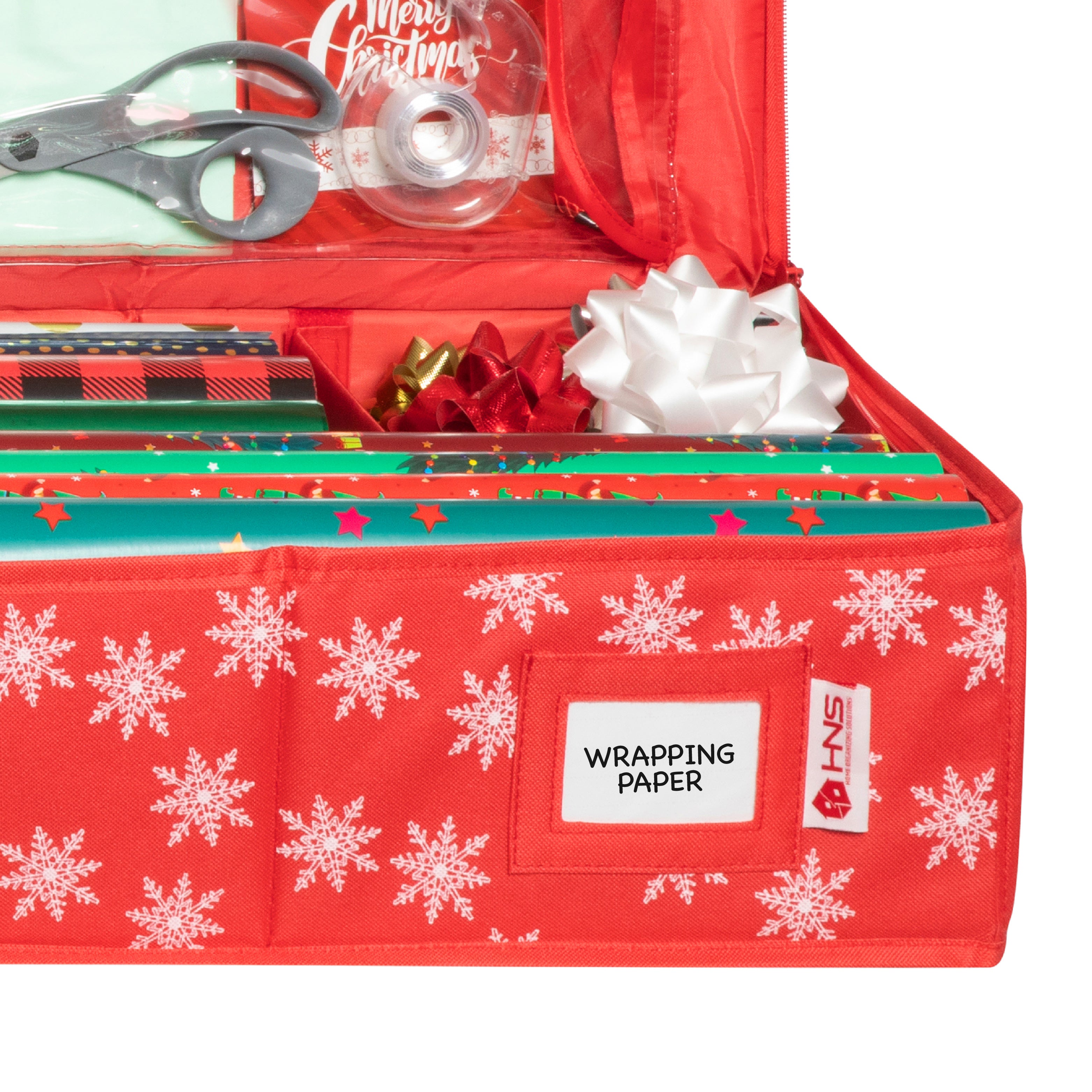 Premium Wrapping Paper Storage Container -Durable Material 600D tear-proof - Fits up to 27 Paper Rolls -Extra Pockets for Ribbons & Bows. Underbed Gift Wrap Organizer, Ideal for Holiday Christmas, etc