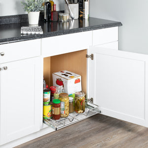 Heavy Duty Pantry Pull Out Cabinet Organizer Basket –5 Year Limited  Warranty- 17W x 21D x 5H