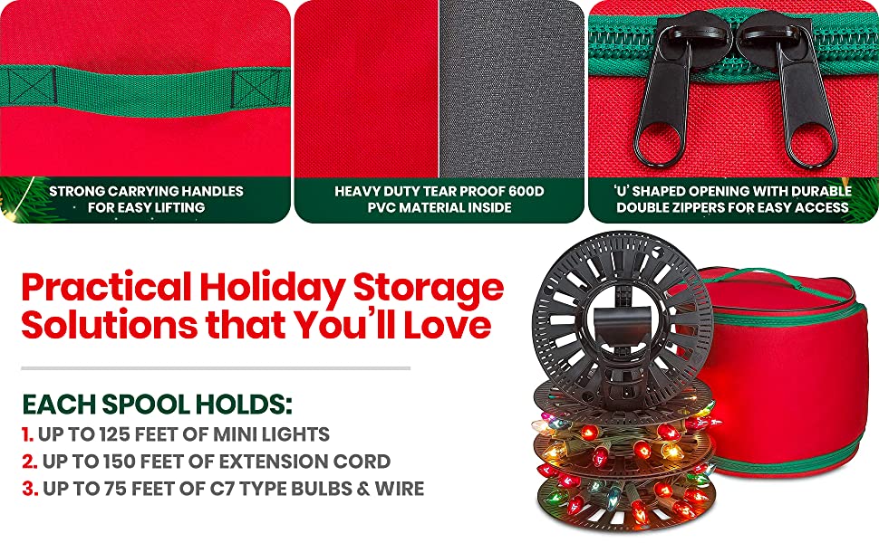 Holiday, Christmas Light Storage Reels In A Bag