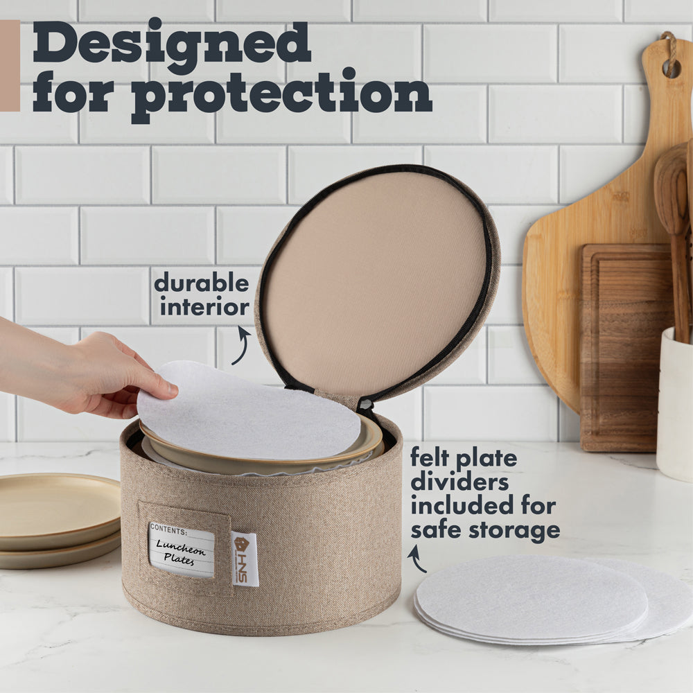 Hard Shell China Storage Containers 5-Piece Set Moving Boxes for Dinnerware, Glasses, Plates, Mugs and Saucers Sturdy Dish Organizer with Dividers for Seasonal Storage - Service for 12