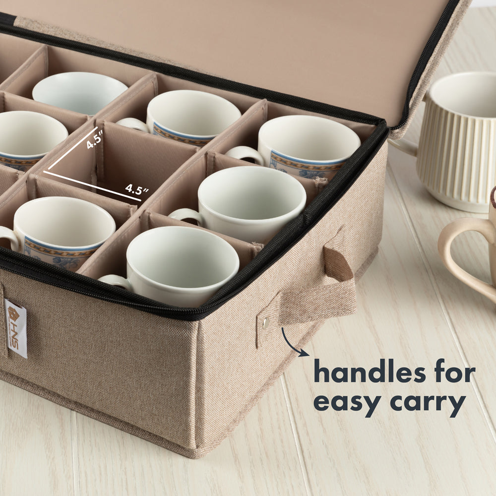 Hard Shell China Storage Containers 5-Piece Set Moving Boxes for Dinnerware, Glasses, Plates, Mugs and Saucers Sturdy Dish Organizer with Dividers for Seasonal Storage - Service for 12