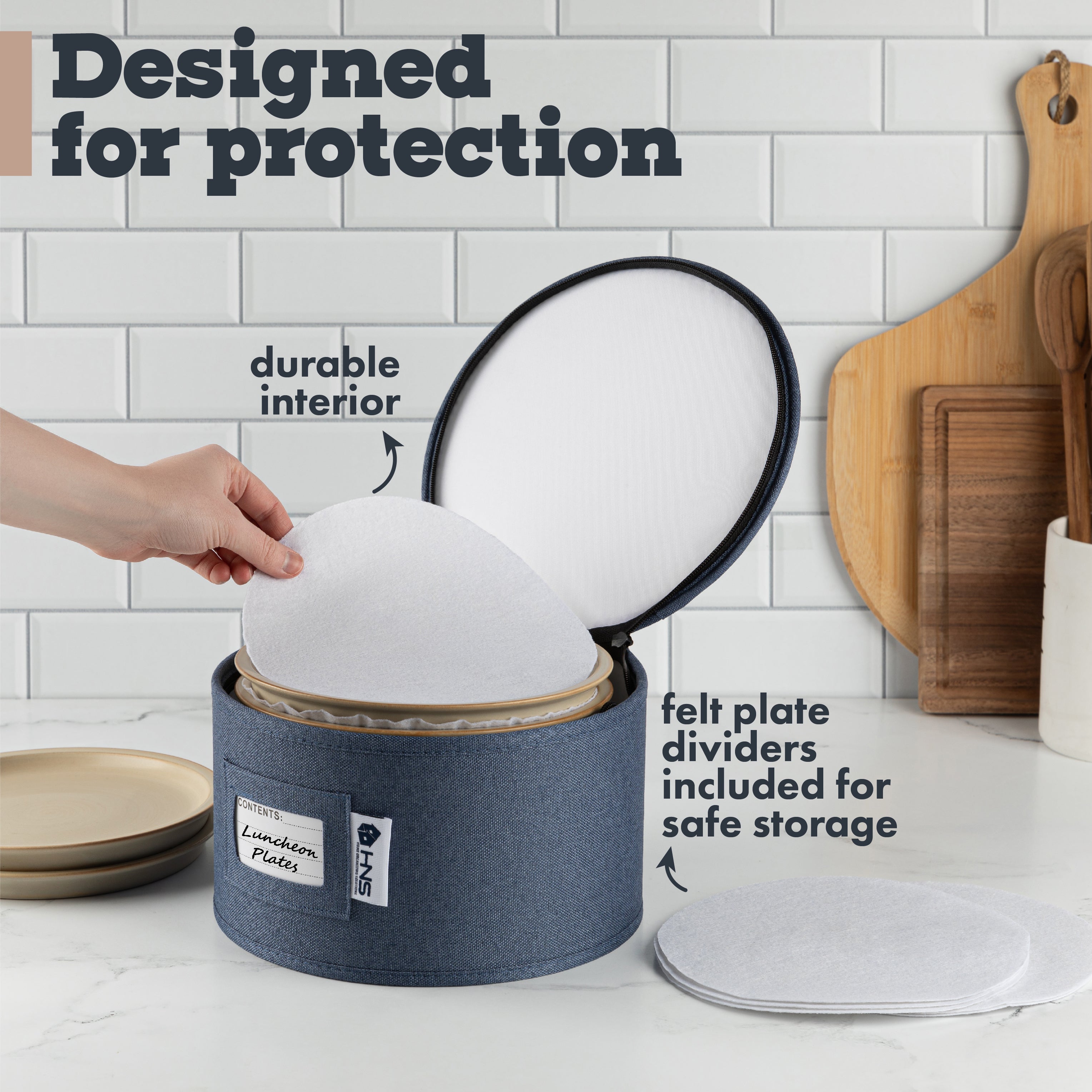 Hard Shell China Storage Containers 5-Piece Set Moving Boxes for Dinnerware, Glasses, Plates, Mugs and Saucers Sturdy Dish Organizer with Dividers for Seasonal Storage - Service for 12
