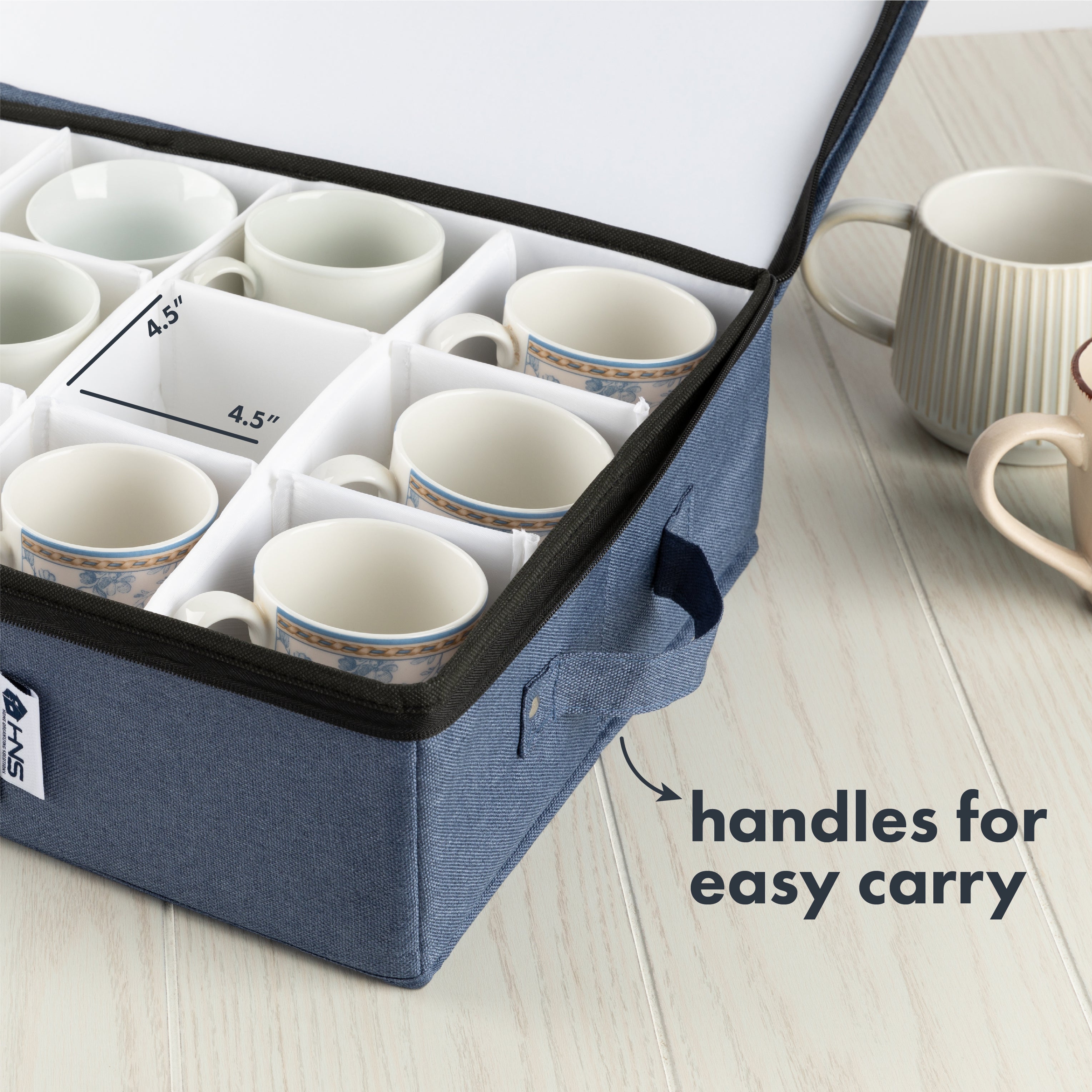 Hard Shell China Storage Containers 5-Piece Set Moving Boxes for Dinnerware, Glasses, Plates, Mugs and Saucers Sturdy Dish Organizer with Dividers for Seasonal Storage - Service for 12