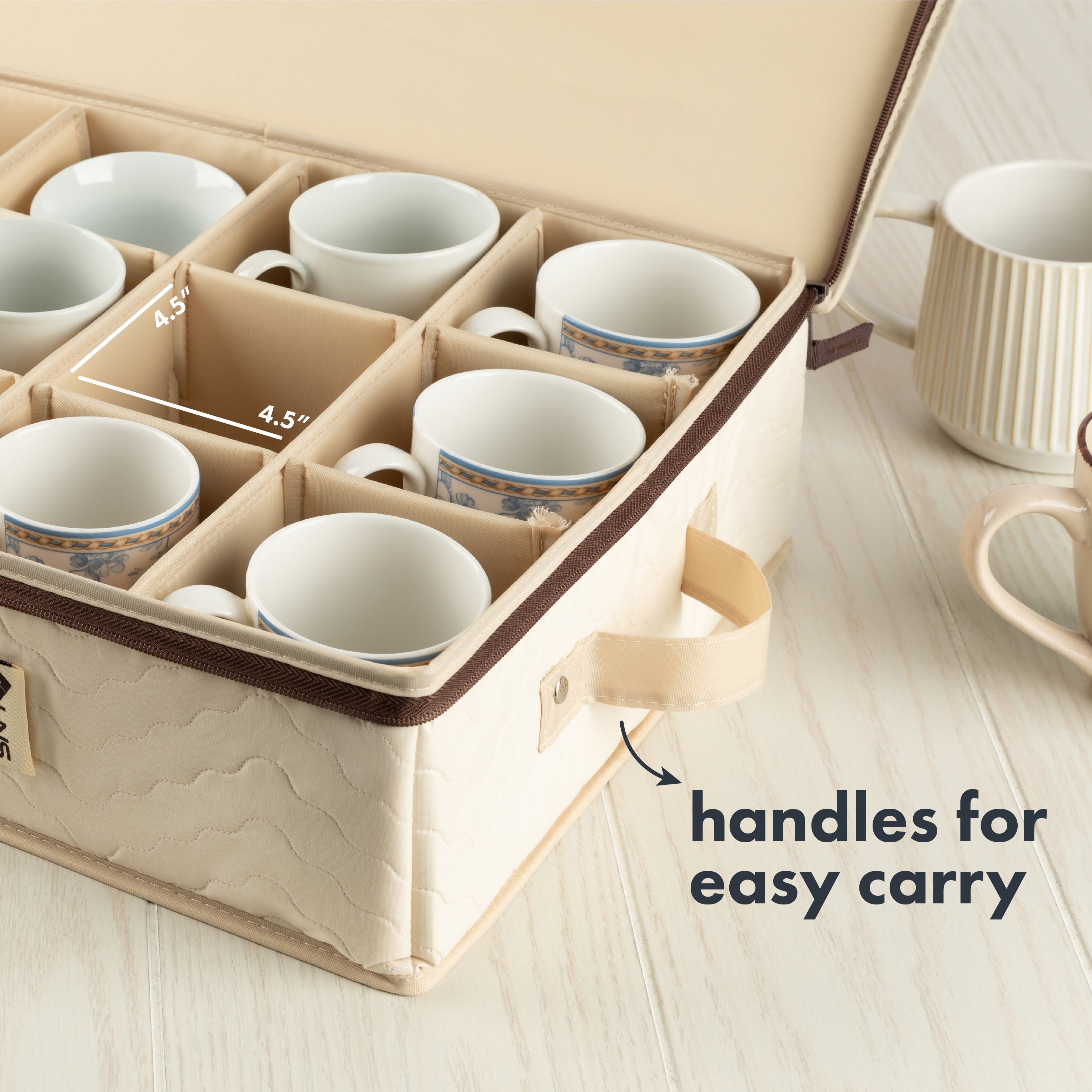 Hard Shell China Storage Containers 5-Piece Set Moving Boxes for Dinnerware, Glasses, Plates, Mugs and Saucers Sturdy Dish Organizer with Dividers for Seasonal Storage - Service for 12