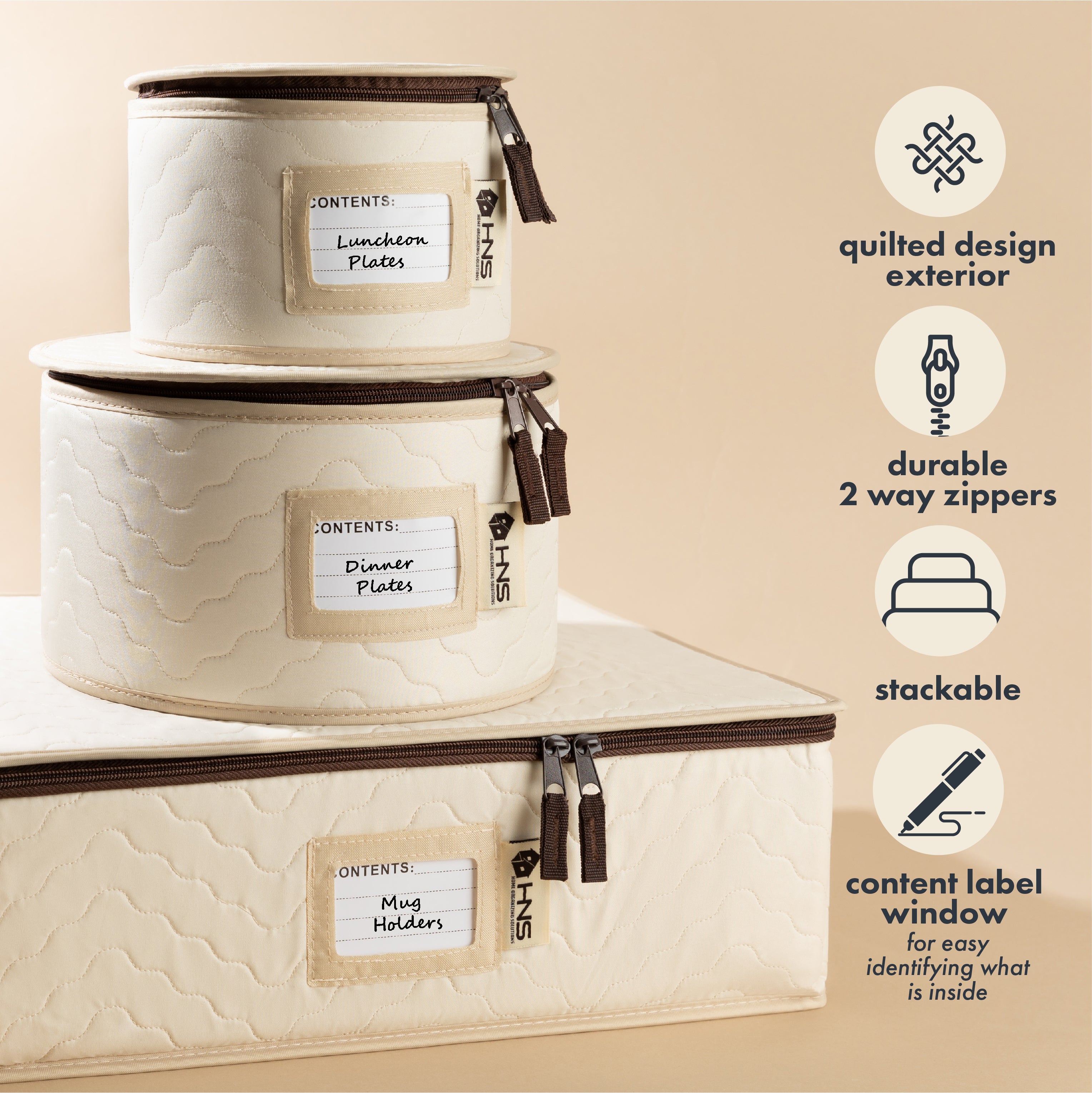 Hard Shell China Storage Containers 5-Piece Set Moving Boxes for Dinnerware, Glasses, Plates, Mugs and Saucers Sturdy Dish Organizer with Dividers for Seasonal Storage - Service for 12
