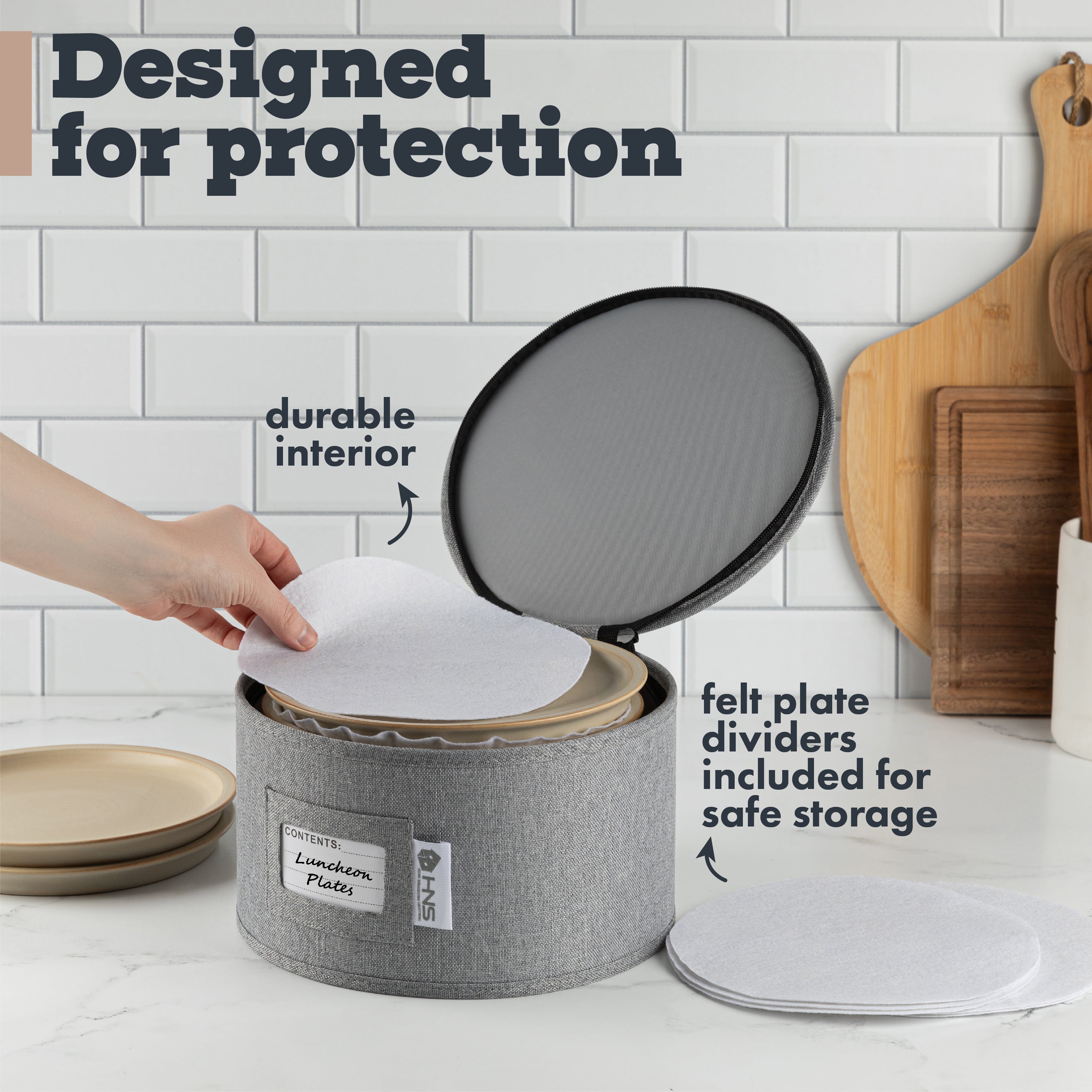 Hard Shell China Storage Containers 5-Piece Set Moving Boxes for Dinnerware, Glasses, Plates, Mugs and Saucers Sturdy Dish Organizer with Dividers for Seasonal Storage - Service for 12